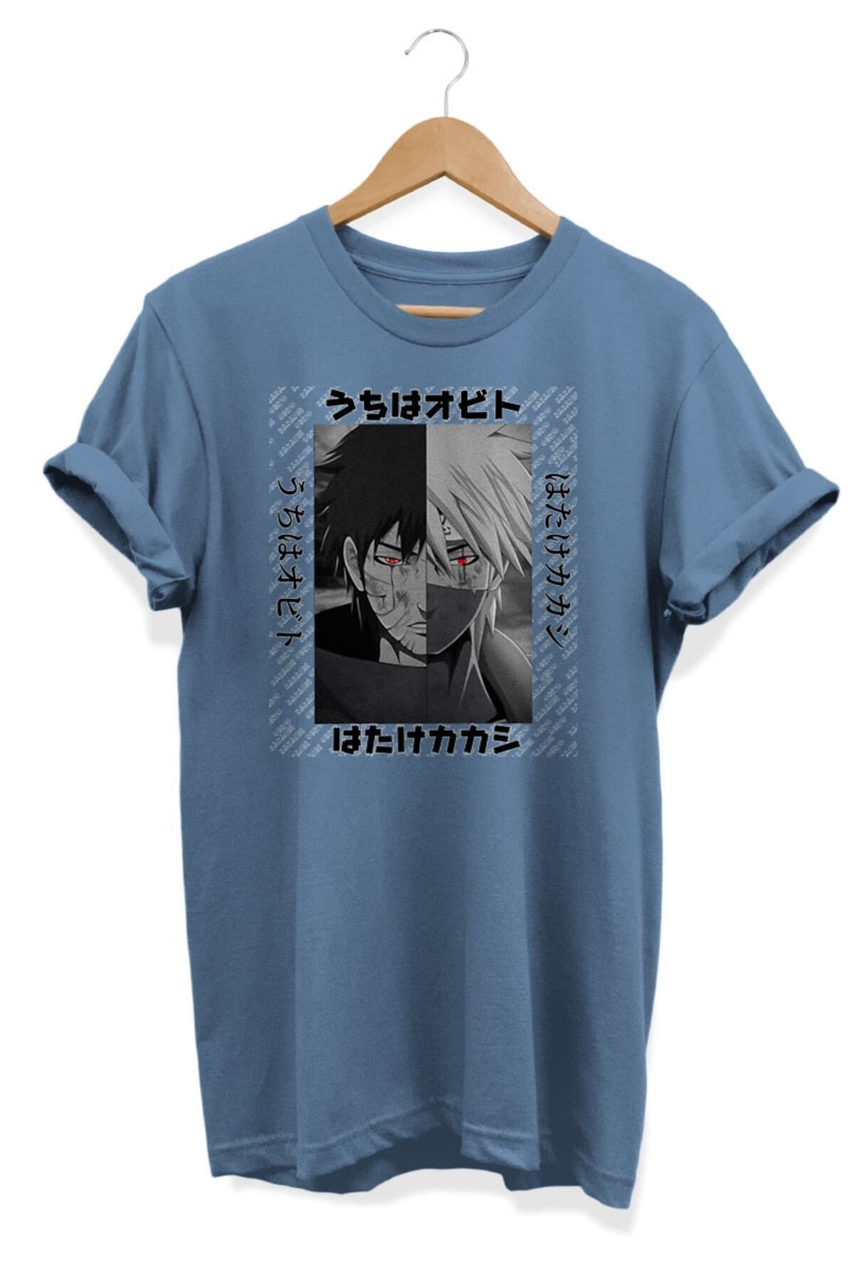 Miba Store Uchiha Obito Hatake Kakashi Naruto Anime Baskılı Oversize Tişört