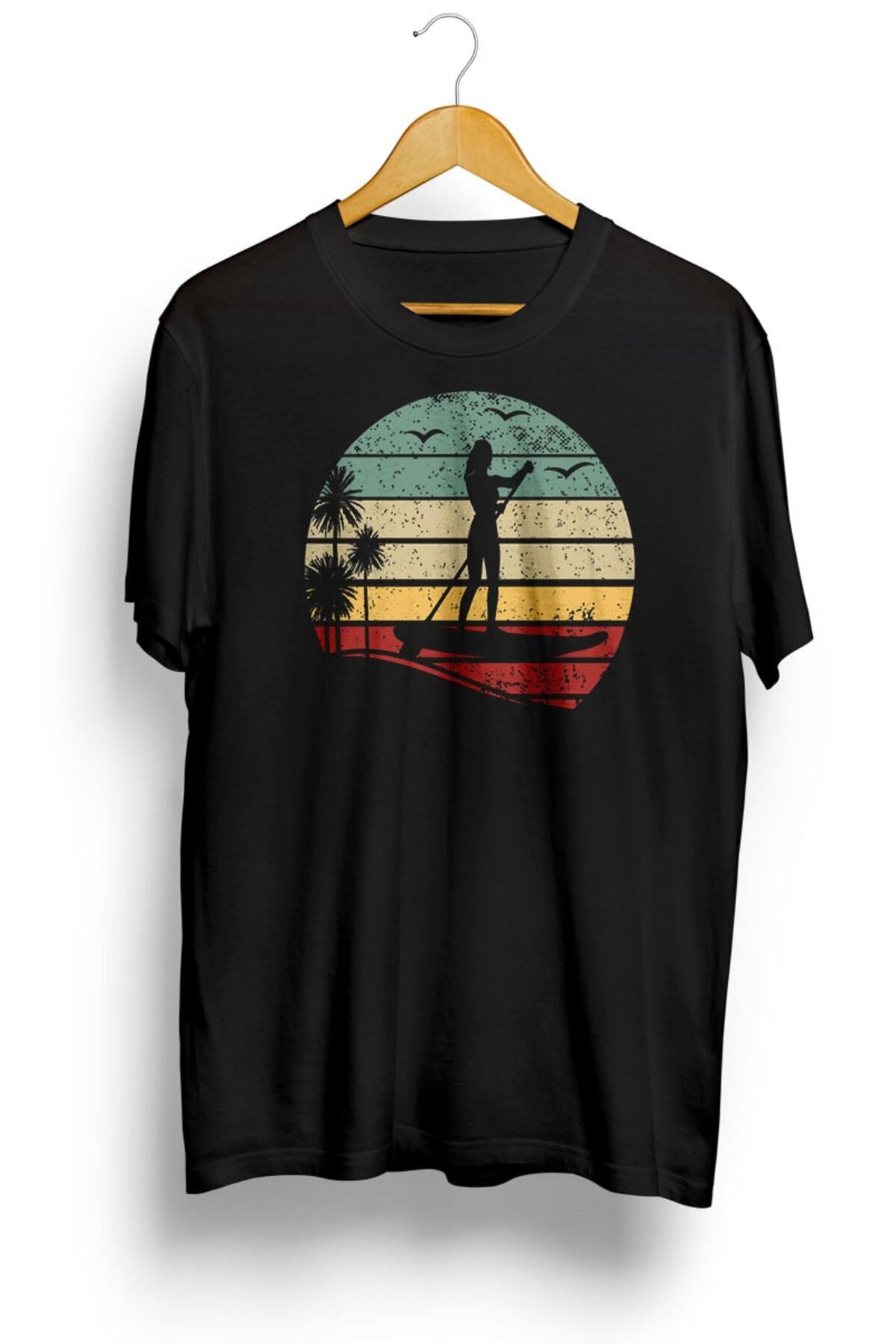Miba Store Sunset Stand Up Paddle Board Baskılı Tişört