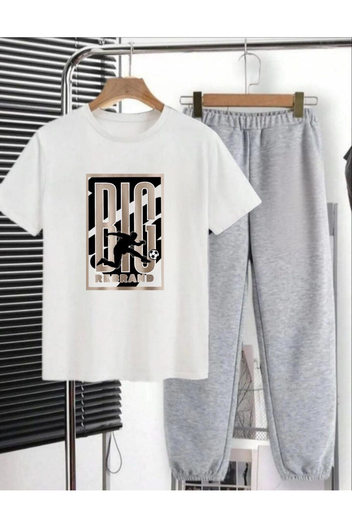 REBRAND Spor Giyim Oversize T-shirt Takımı - Baskılı Alt Üst Eşofman