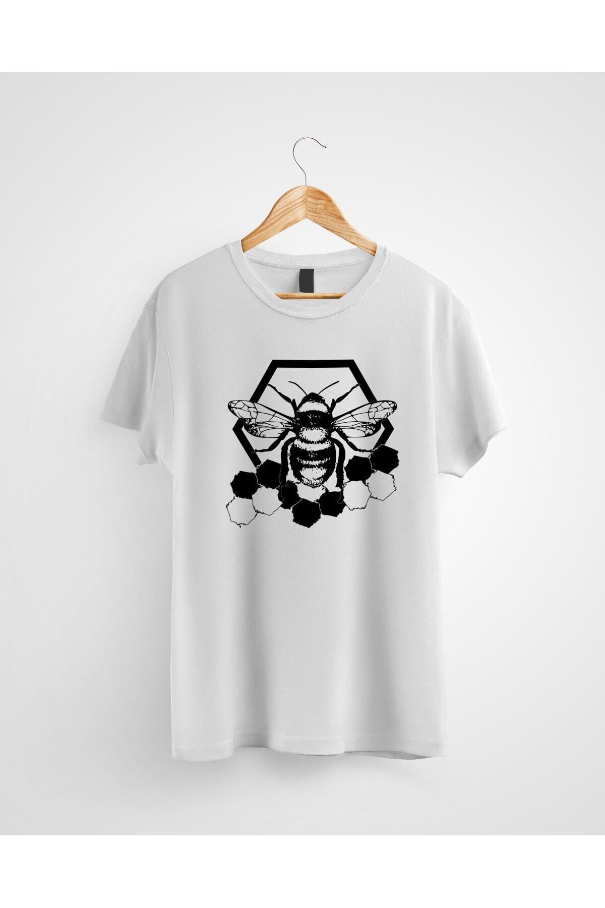 Miba Store Bal Arısı Petek Baskılı Tshirt