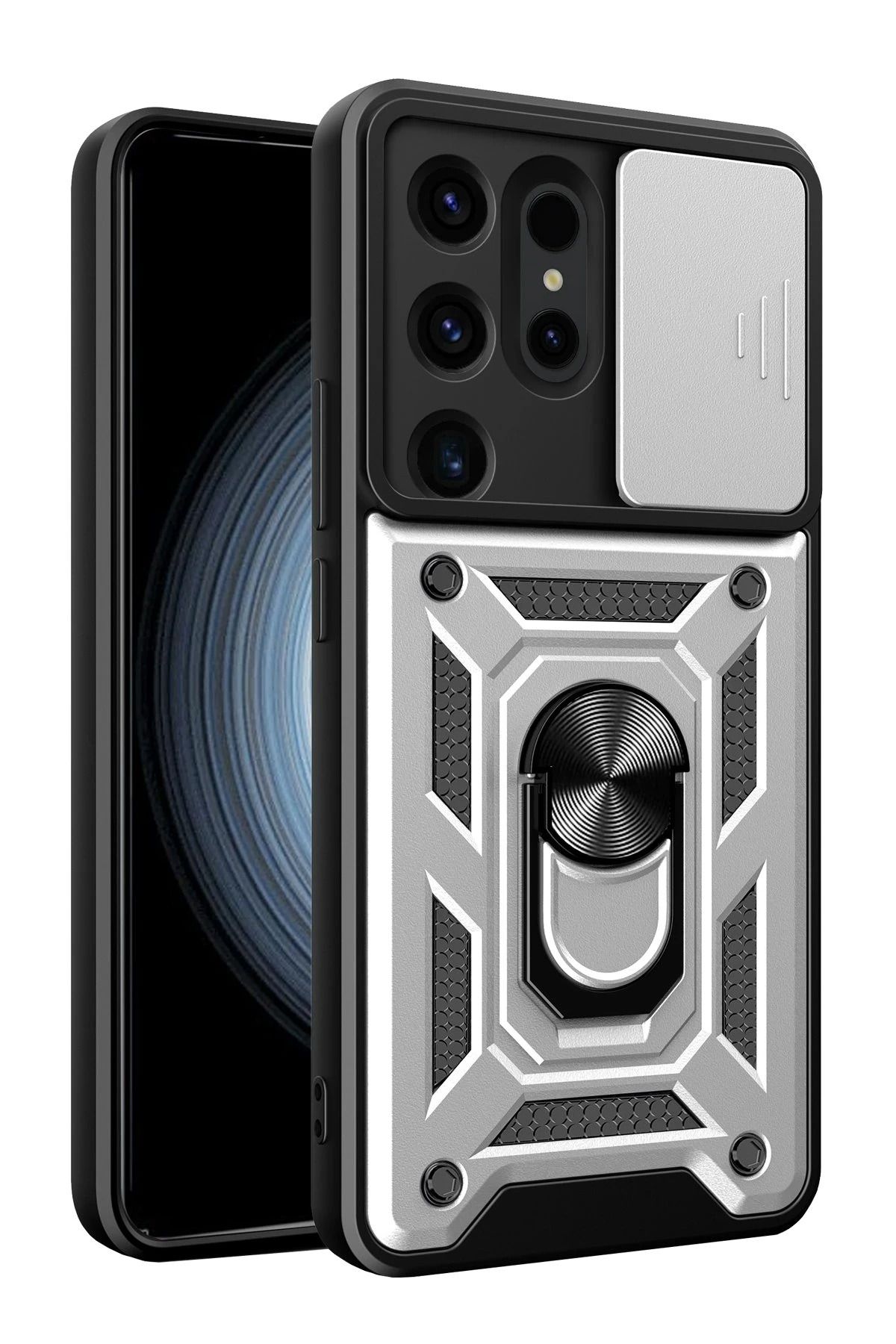 NANOSPACE Samsung Galaxy S24 Ultra İle Uyumlu Kılıf Pars Lens Yüzüklü Silikon