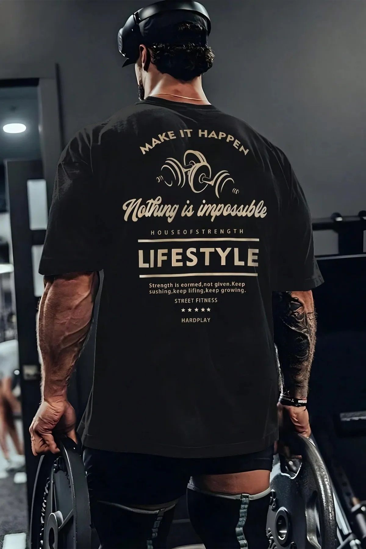 Hunors Sportswear & Company Unisex Kadın/Erkek Oversize Baskılı Pamuklu Bisiklet Yaka Kısa Kollu T-shirt
