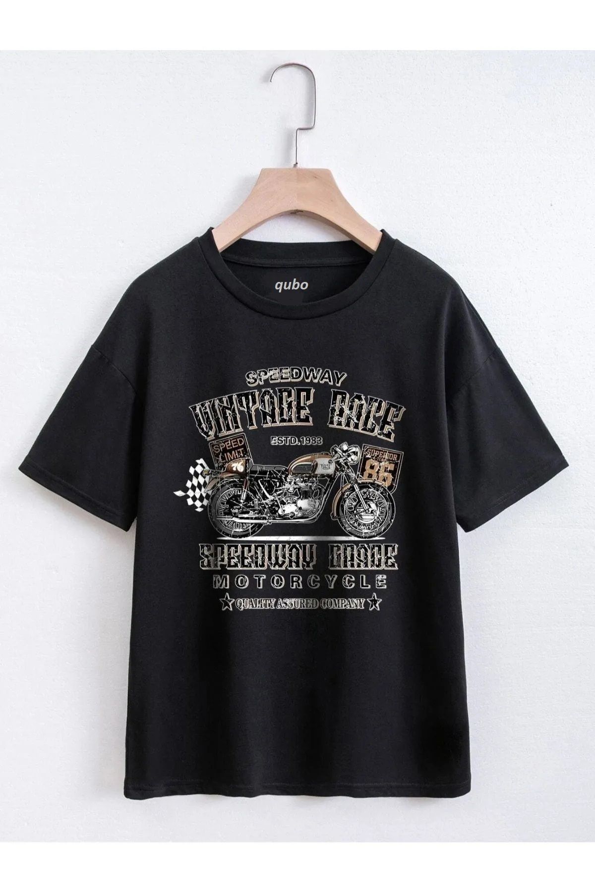 Hunors Sportswear & Company Unisex Kadın/Erkek Oversize Baskılı Pamuklu Bisiklet Yaka Kısa Kollu SİYAH T-shirt