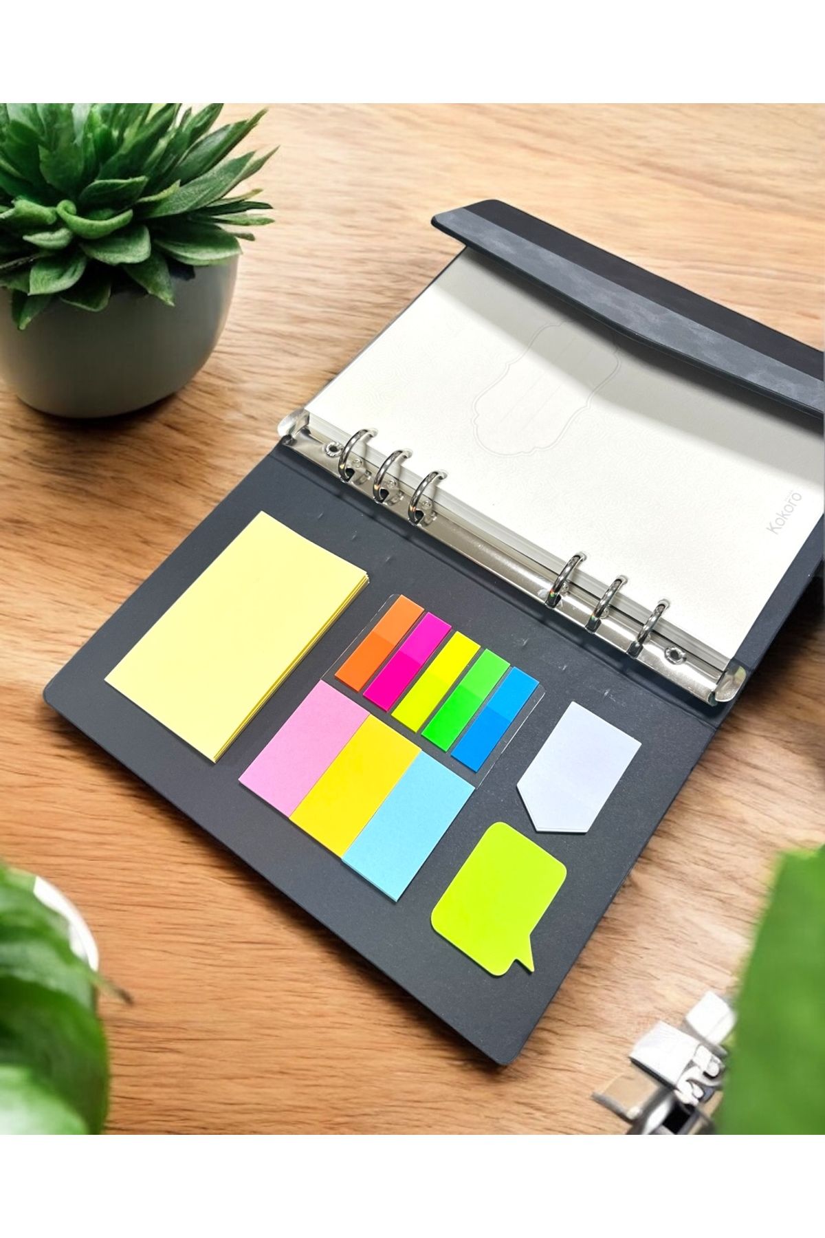 Kokoro Design Enso Mekanizmalı Defter - 16x23 cm, Vegan Termo Deri Kaplama, Sert Mıknatıslı Kapaklı, Çizgili