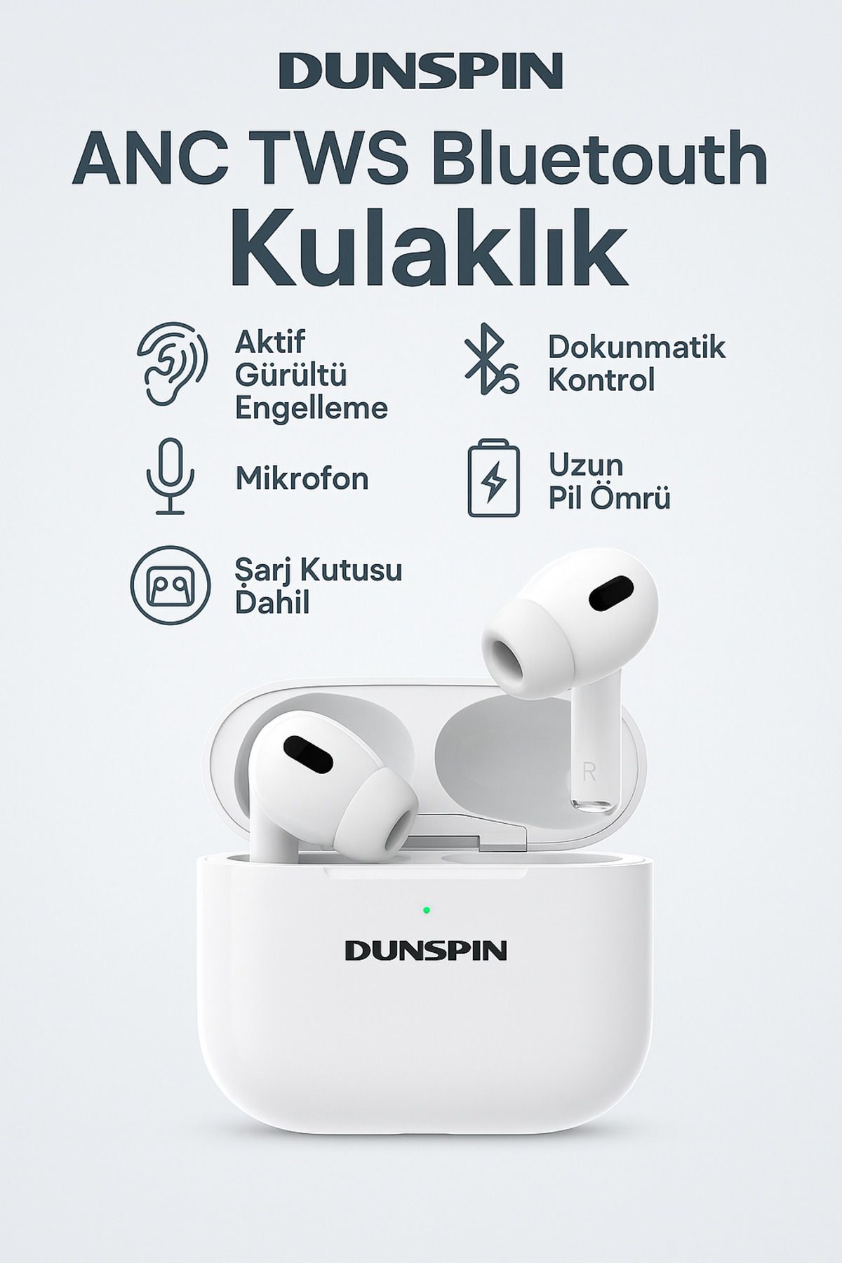 Kılıforyum Kablosuz Kulak İçi Kulaklık Bluetooth 5.0 | Dokunmatik | Şarj Kutulu | ANC Gürültü Engelleyici