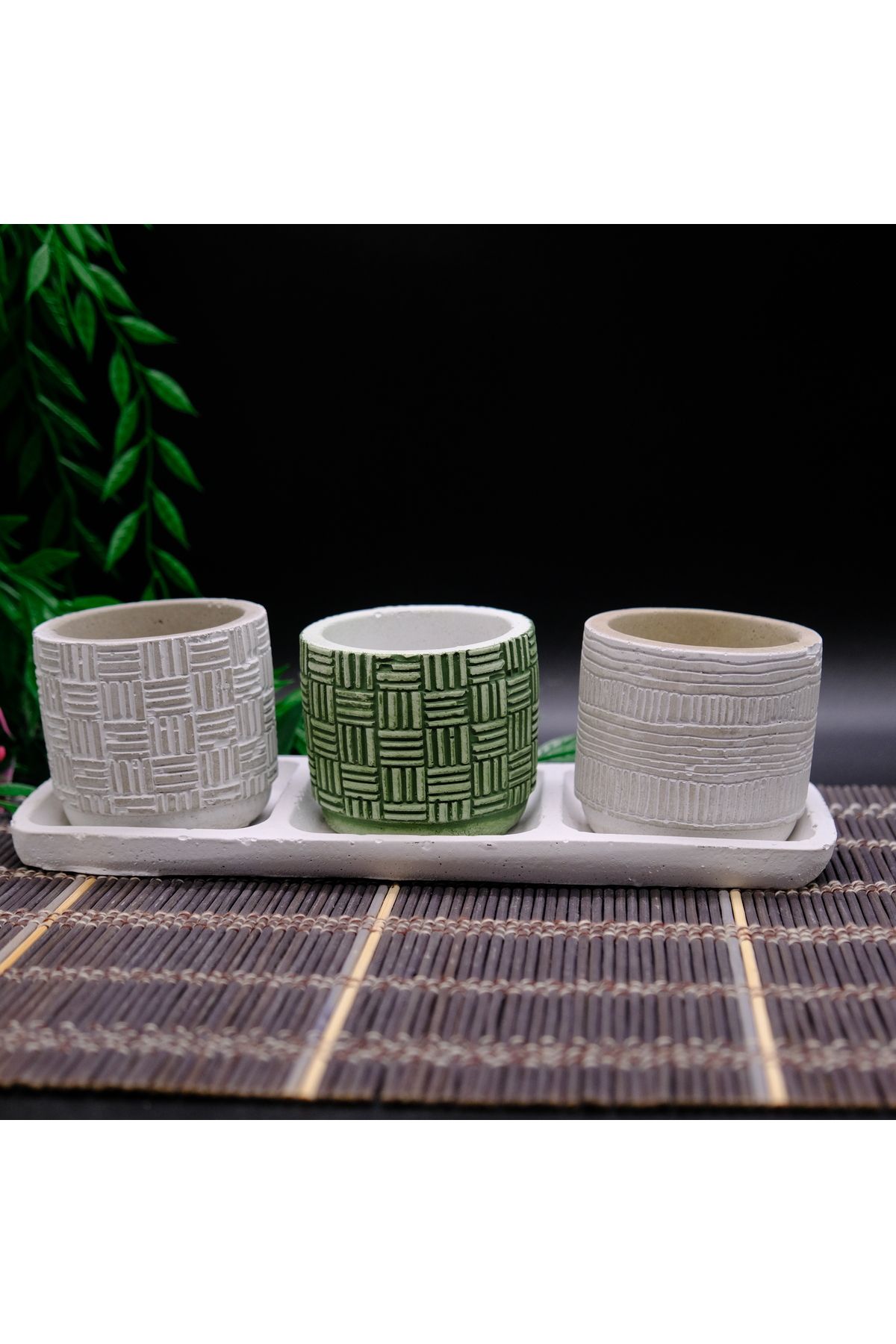 BGGdekor Kilim Desenli üç'lü dekoratif BETON BİBLO