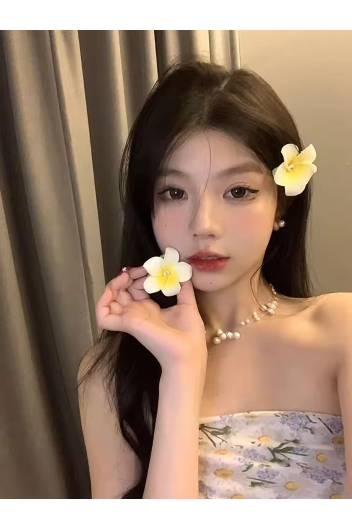 LO ADORO 2 Adet Sarı Beyaz Lotus Çiçeği Toka Kız Çocuk Toka Lotus Çiçeği