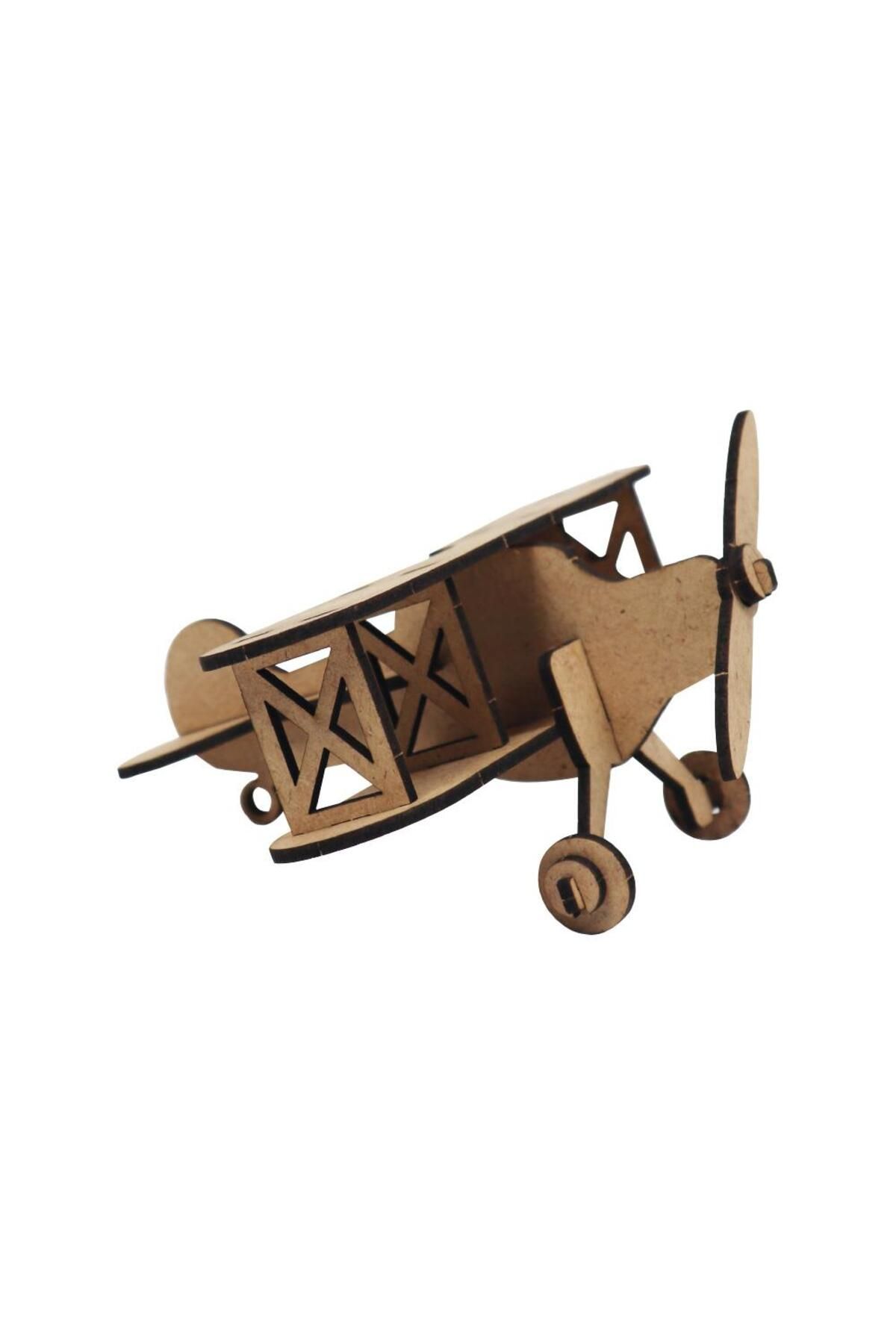 ehobici Boyanabilir 3D Ahşap Uçak - Demonte