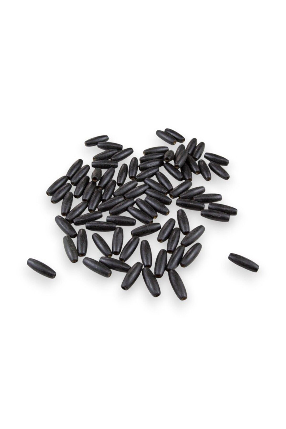 Serhat Aksesuar ve El İşçilik 12 mm Siyah (22X6 MM) Ahşap Boncuk 35 gr (100 ADET)