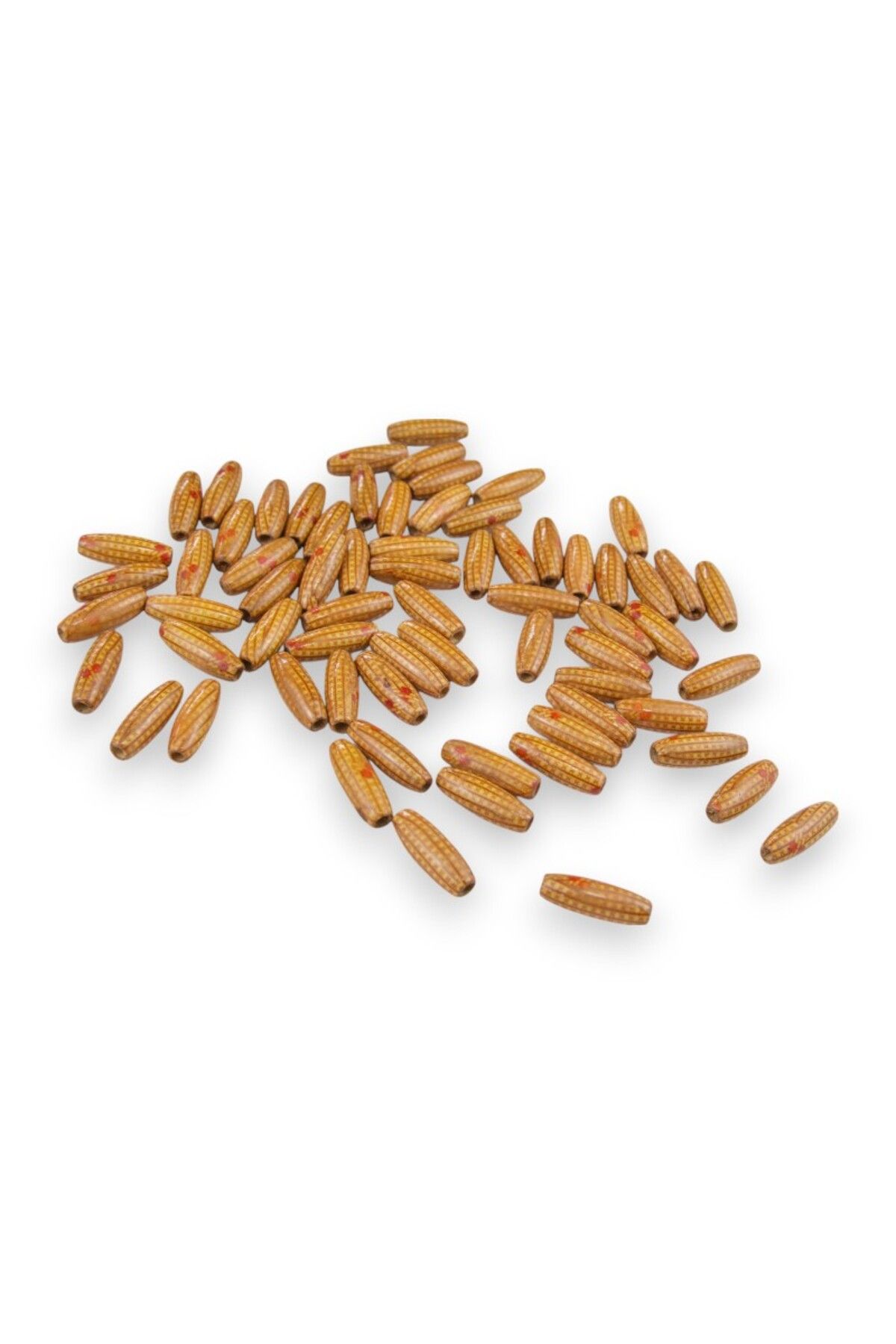 Serhat Aksesuar ve El İşçilik 12 Mm Arpa Şeritli Açık Kahve (22X6 MM) Ahşap Boncuk 35 gr (100 ADET)