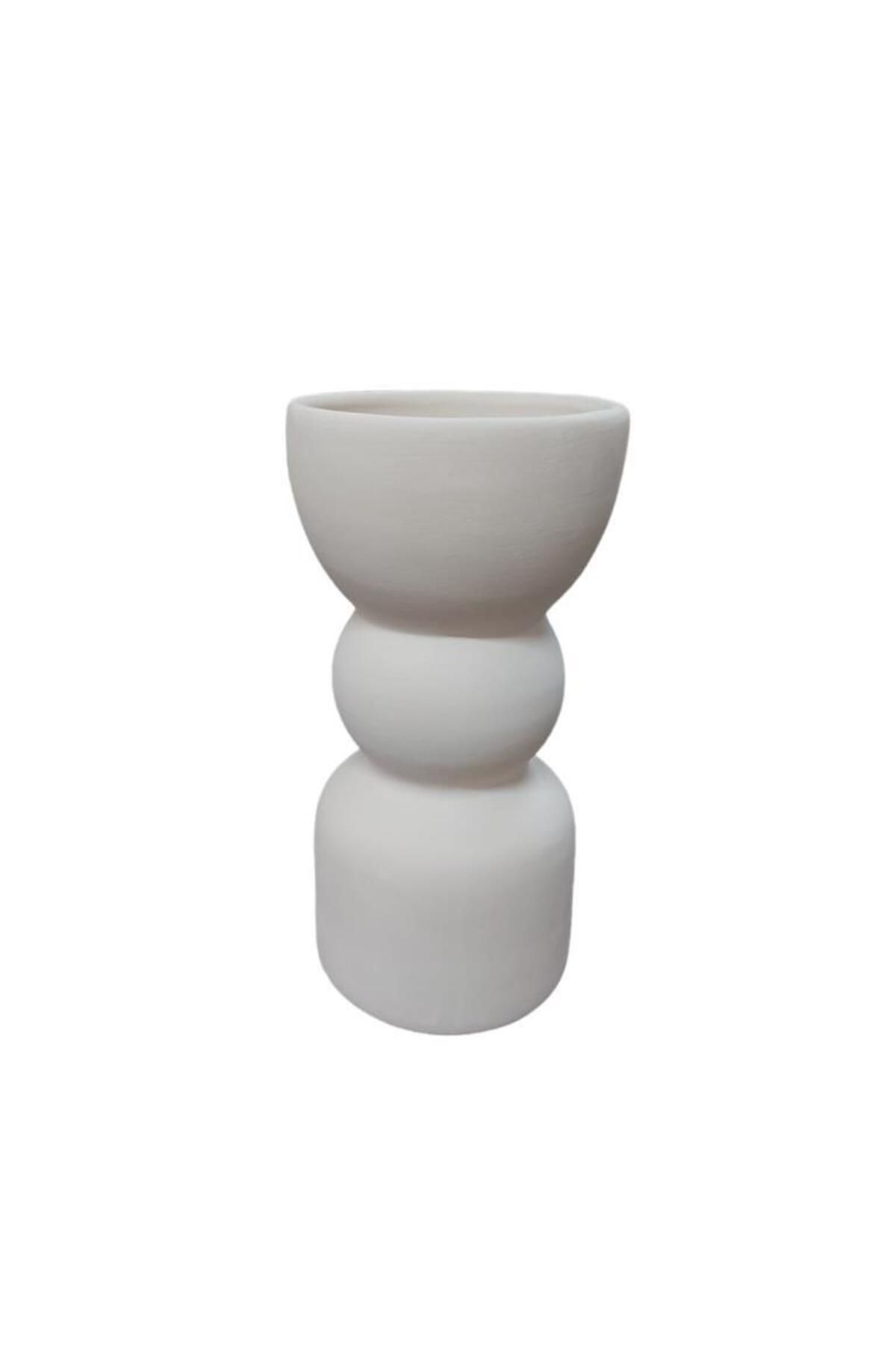 ehobici Seramik Triple Vazo 23x12cm