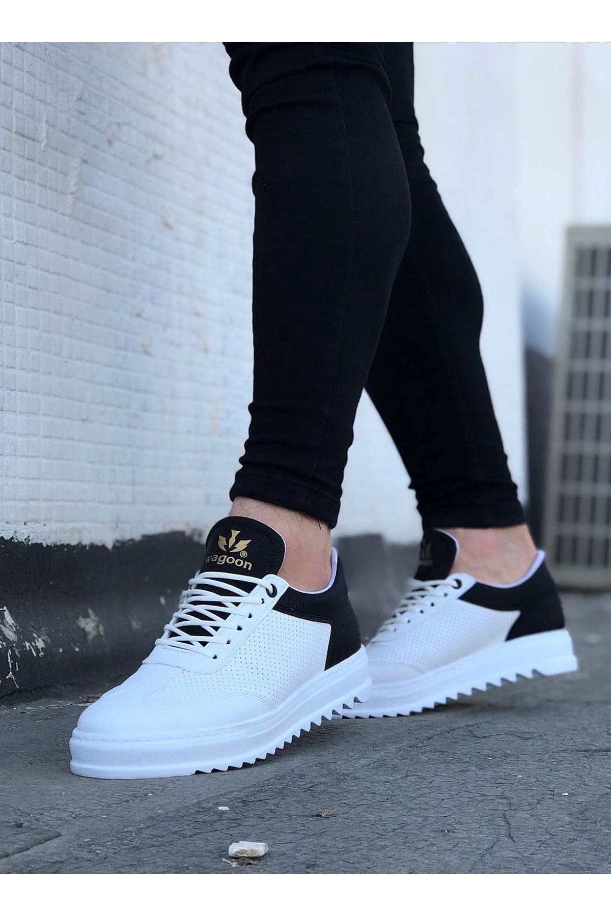GETFAY WG022 Beyaz Siyah Erkek Casual Ayakkabı