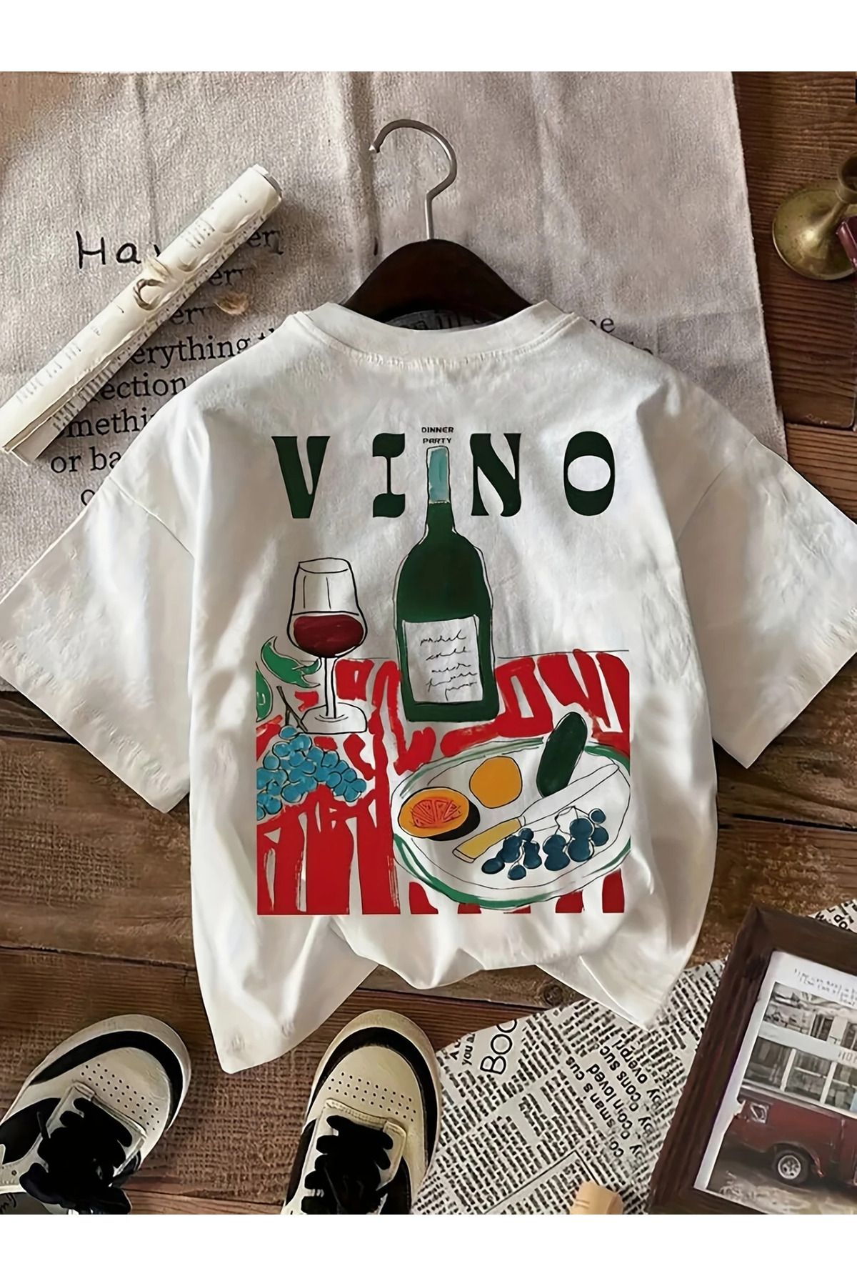 AEMİ Unisex Baskılı Oversize Bisiklet Yaka T-shirt