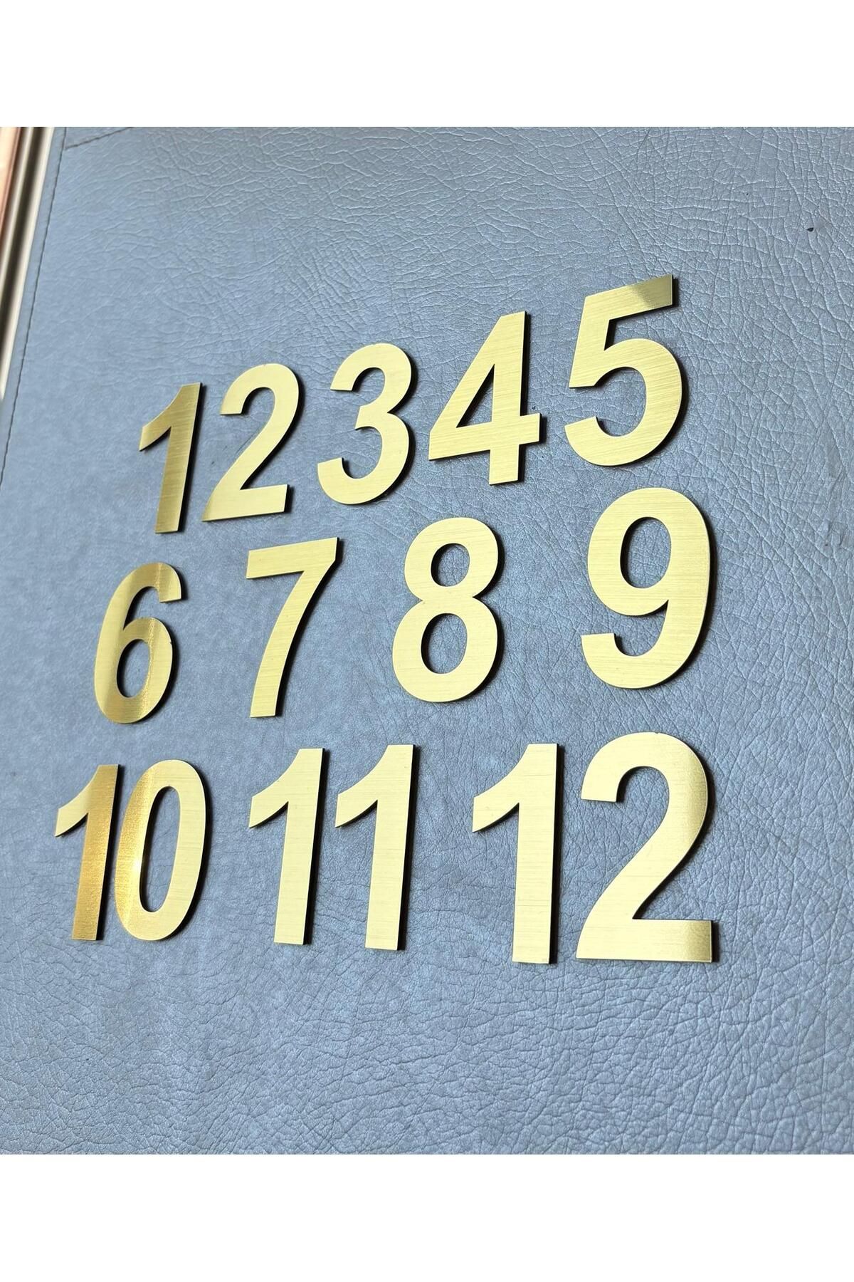 SE-Dizayn Kapı Numarası 10 CM No. 1 Den 12 e Kadar Daire Masa Dolap Numarası Fırcalı GOLD Kendinden Yapışkanlı