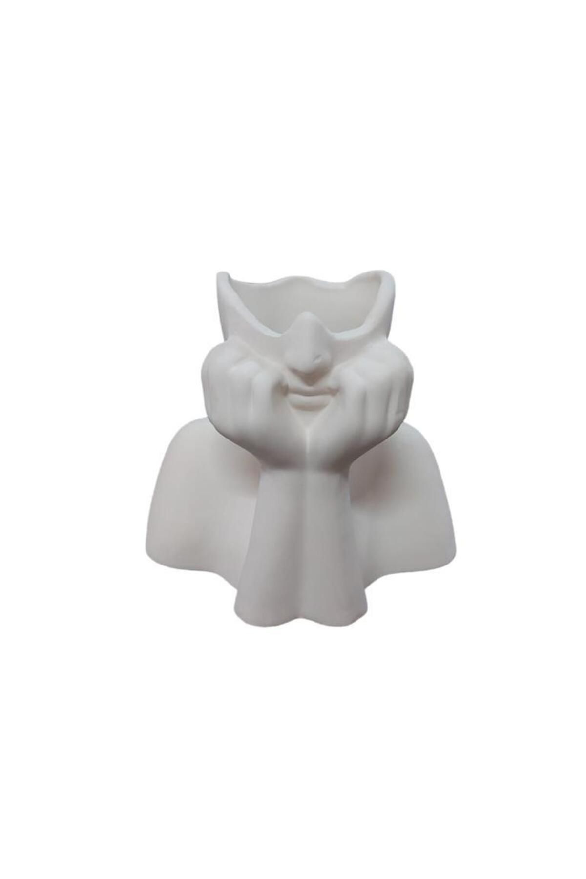 ehobici Seramik Düşünen Yüz Vazo 17x15cm