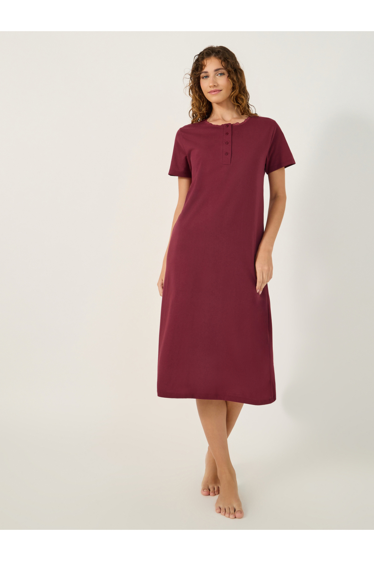 Styli Solid Round Neck Short Sleeve Sleep T-Shirt
