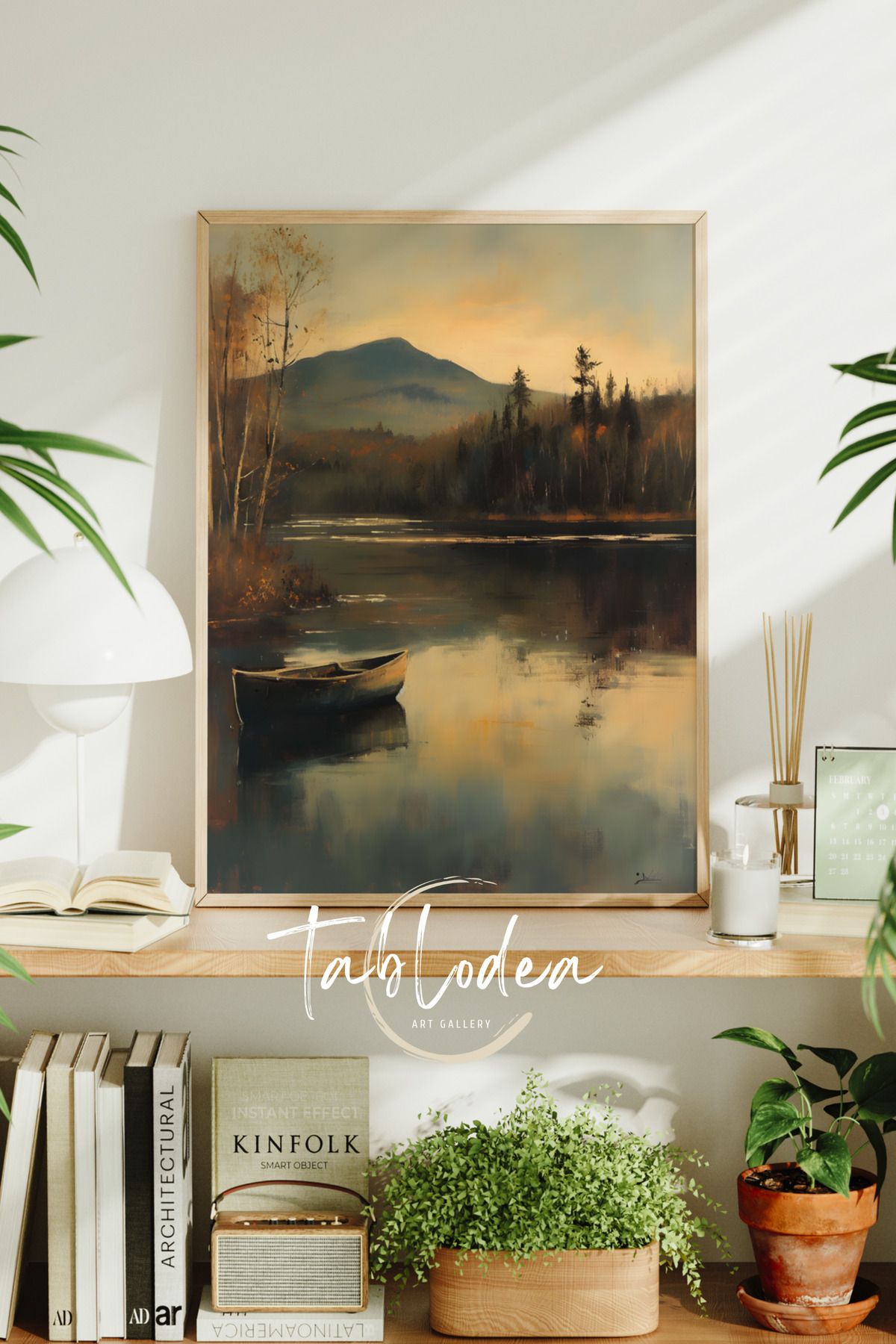 tablodea Vintage Doğa Manzarası Çerçeveli Poster Tablo, Modern Dekoratif Rustik Pinterest Bohem Duvar Tablosu