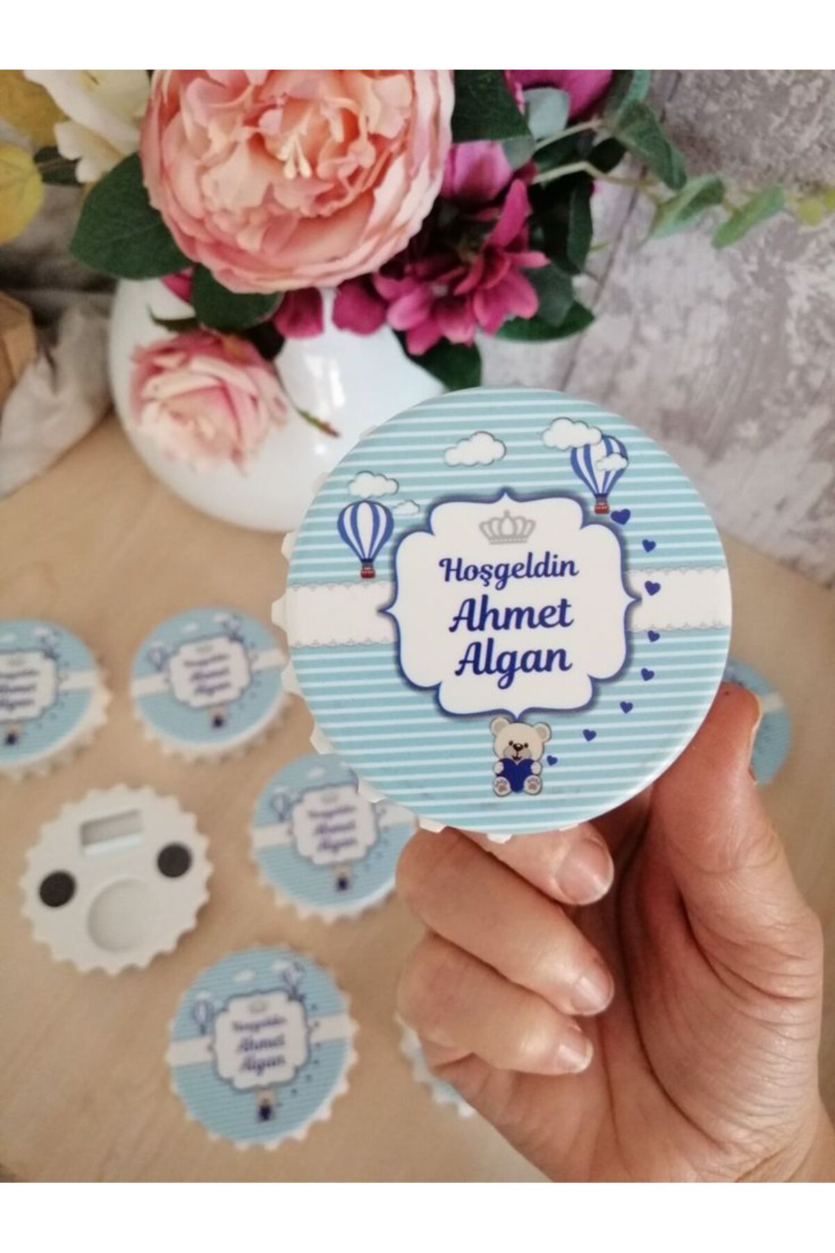 imzatasarım İsme Özel Doğum Günü, Nişan, Yenidoğan Baskılı Açacak Magnet (10 ADET)