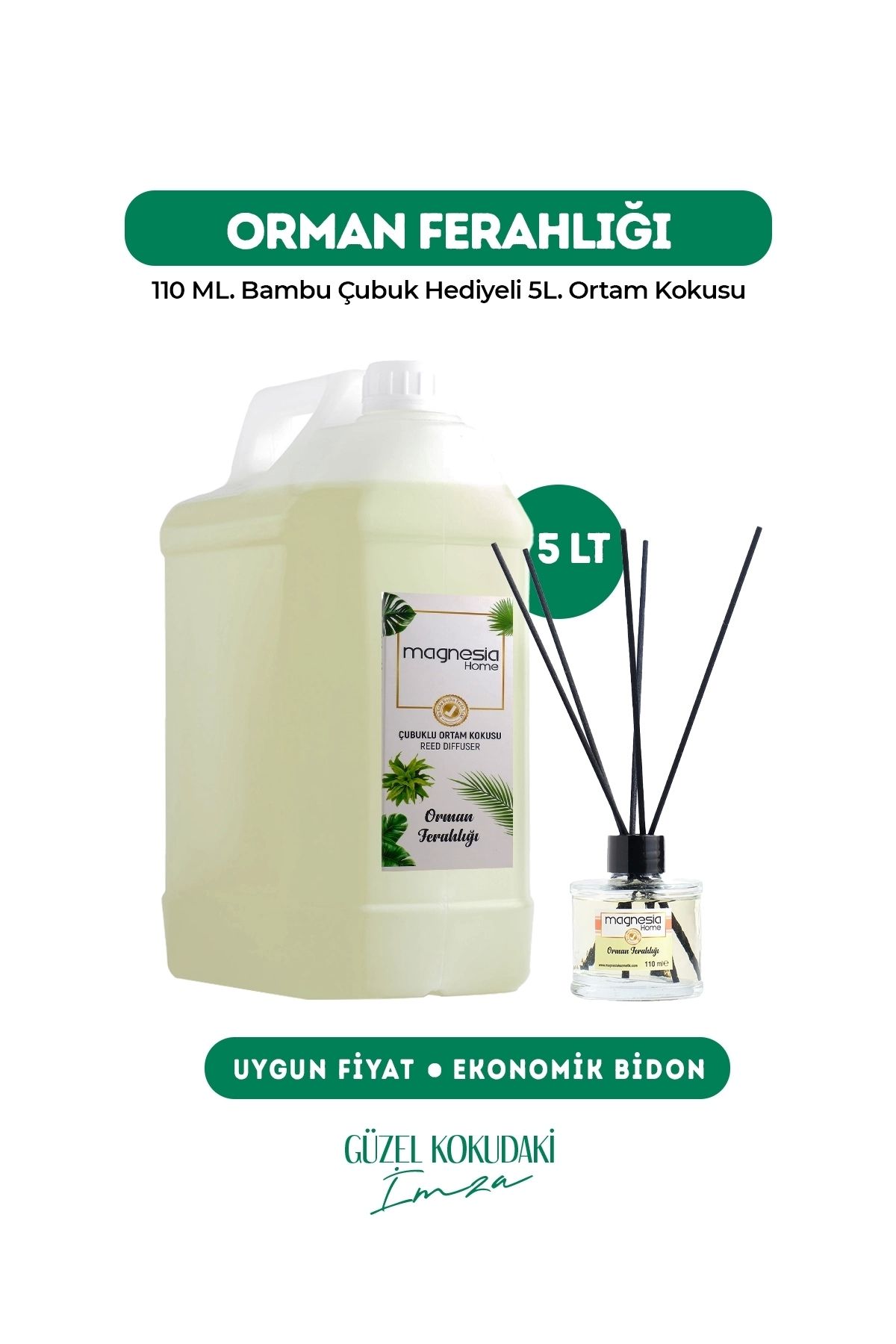 Magnesia Kozmetik Pure Touches Magnesia Orman Ferahlığı Çubuklu Oda kokusu 5Lt. Ekonomik Bidon+Sürpriz Hediyeli