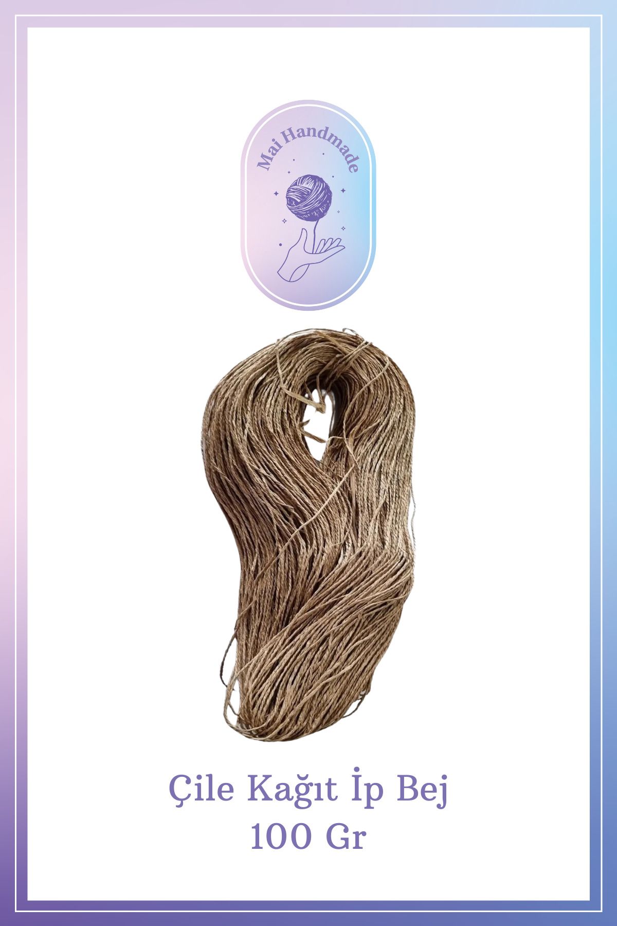 Mai Handmade Hobby ve Örgü Evi Kağıt Ip Örgü Ip 100 gram Doğal Kağıt İp – El Yapımı Dekoratif Örgü ve Paketleme İpi