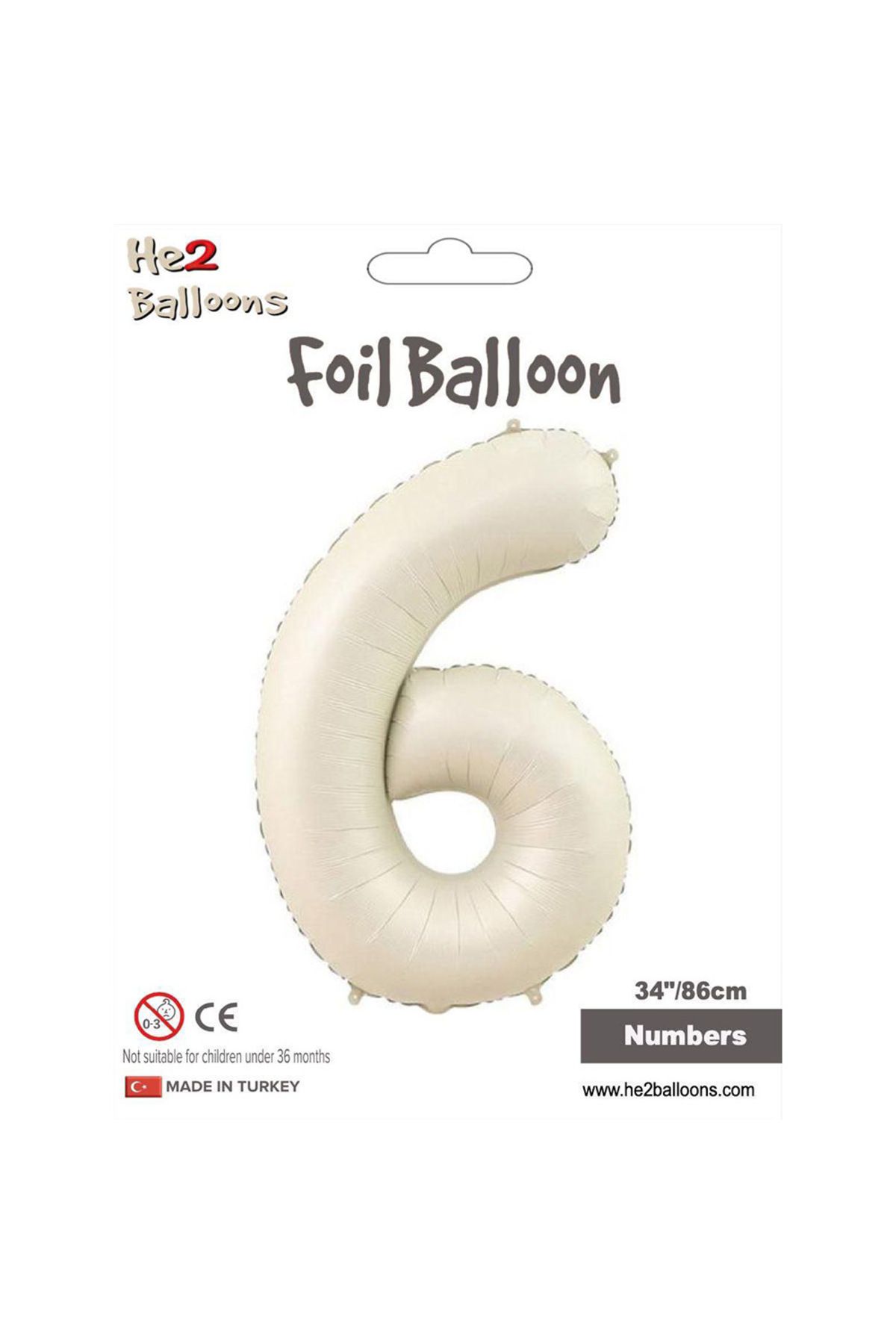 Vipfoni 6 Rakam Krem Folyo Balon 34"
