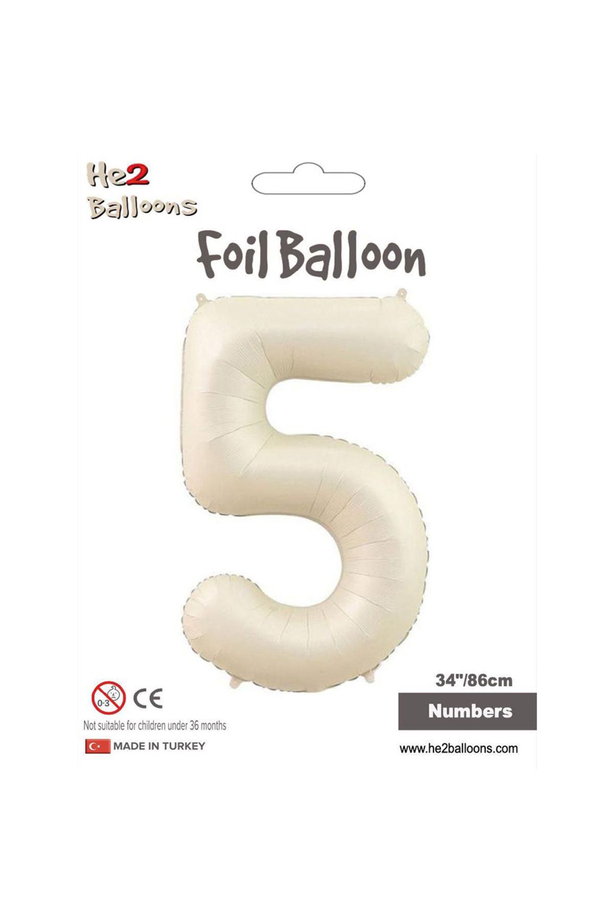 Vipfoni 5 Rakam Krem Folyo Balon 34"