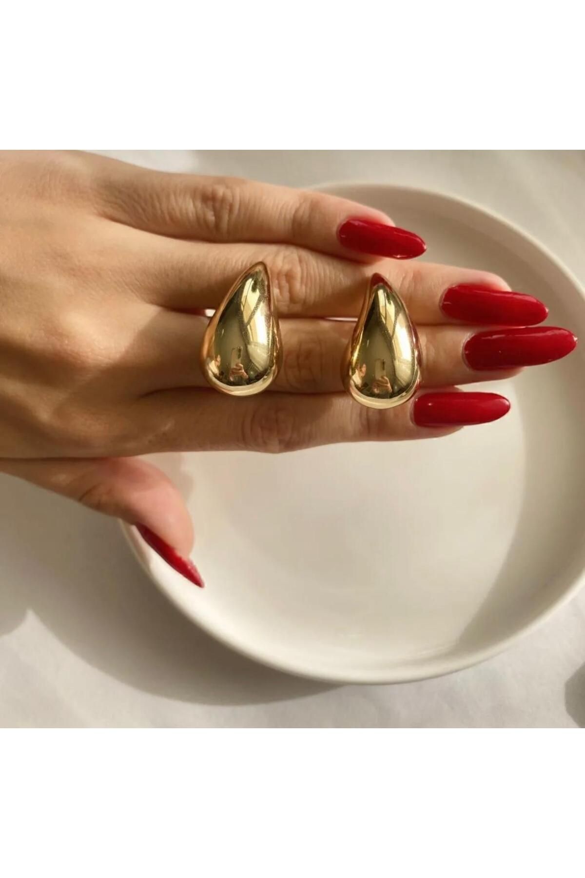 LİSBOND ELEGANCE Lisbond Elegance Kadın Gözyaşı Damla Model Küpe Gold Renk