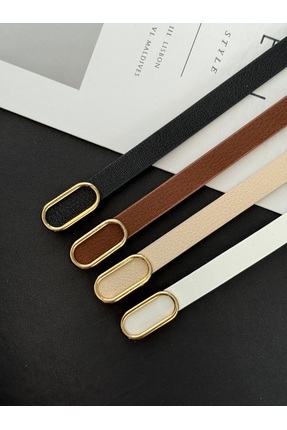 Genel Markalar Gold Toka Detaylı İnce Kadın Kemer