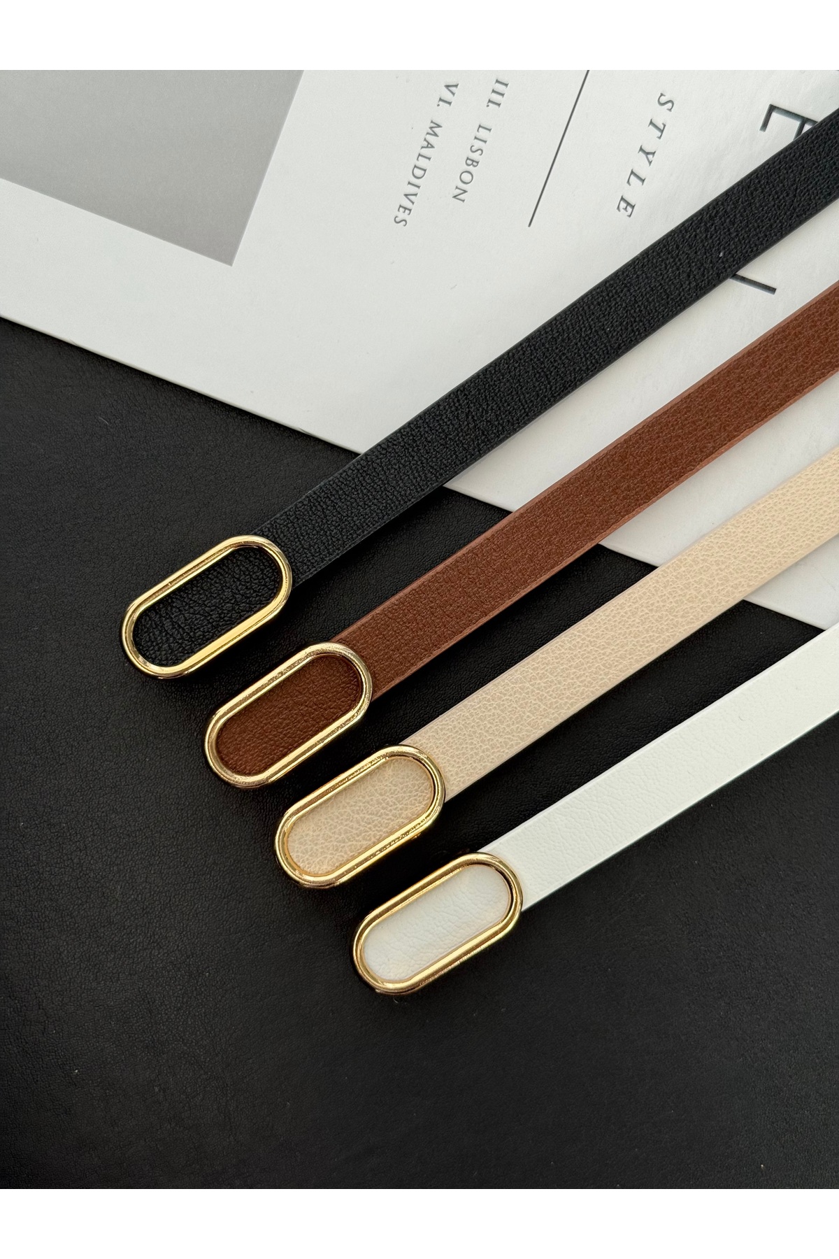 Genel Markalar  Gold Toka Detaylı İnce Kadın Kemer