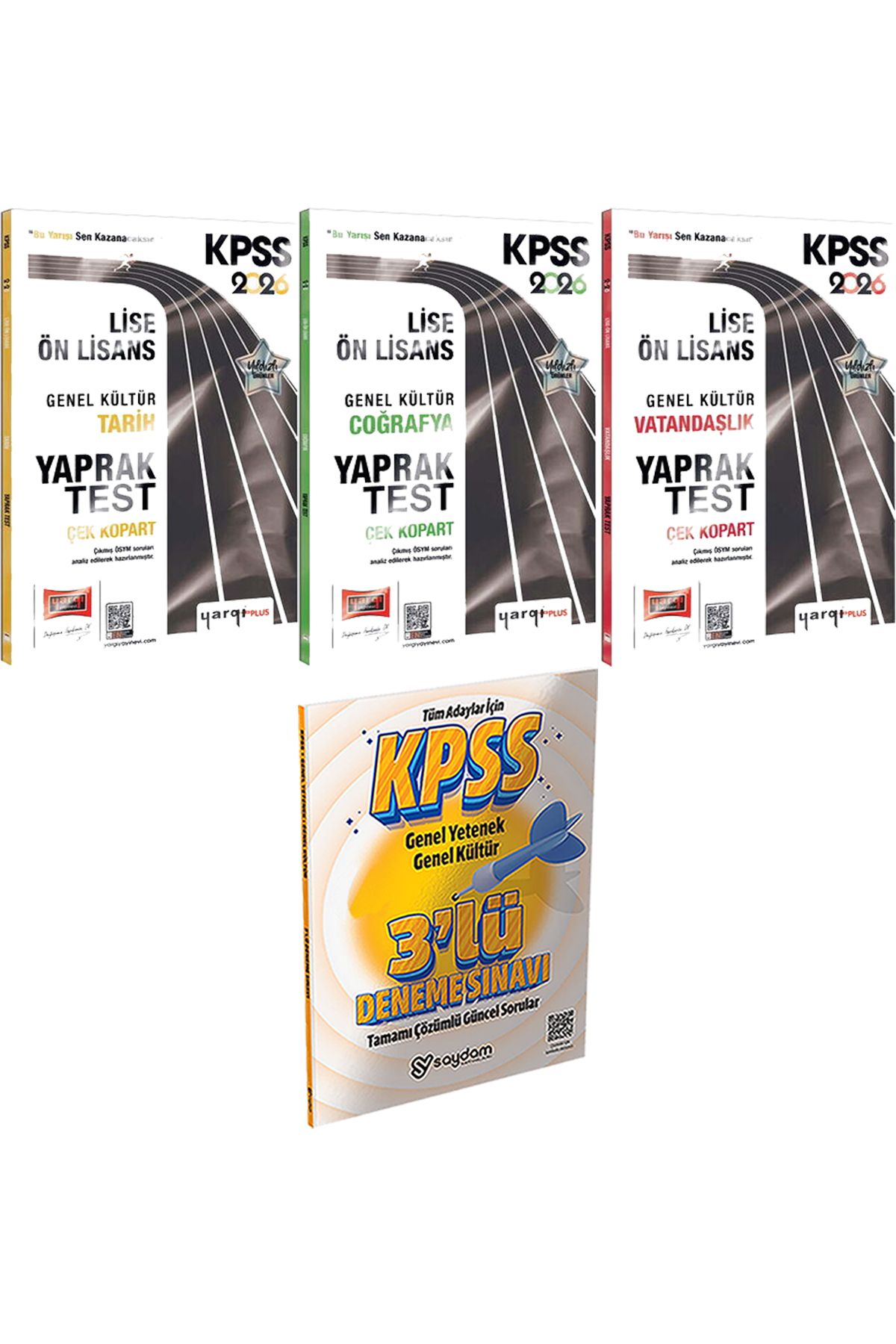 Yargı Yayınları 2026 KPSS Lise-Ön Lisans Genel Kültür Tarih Coğrafya Vatandaşlık Çek Kopart Yaprak Test + 3 Deneme