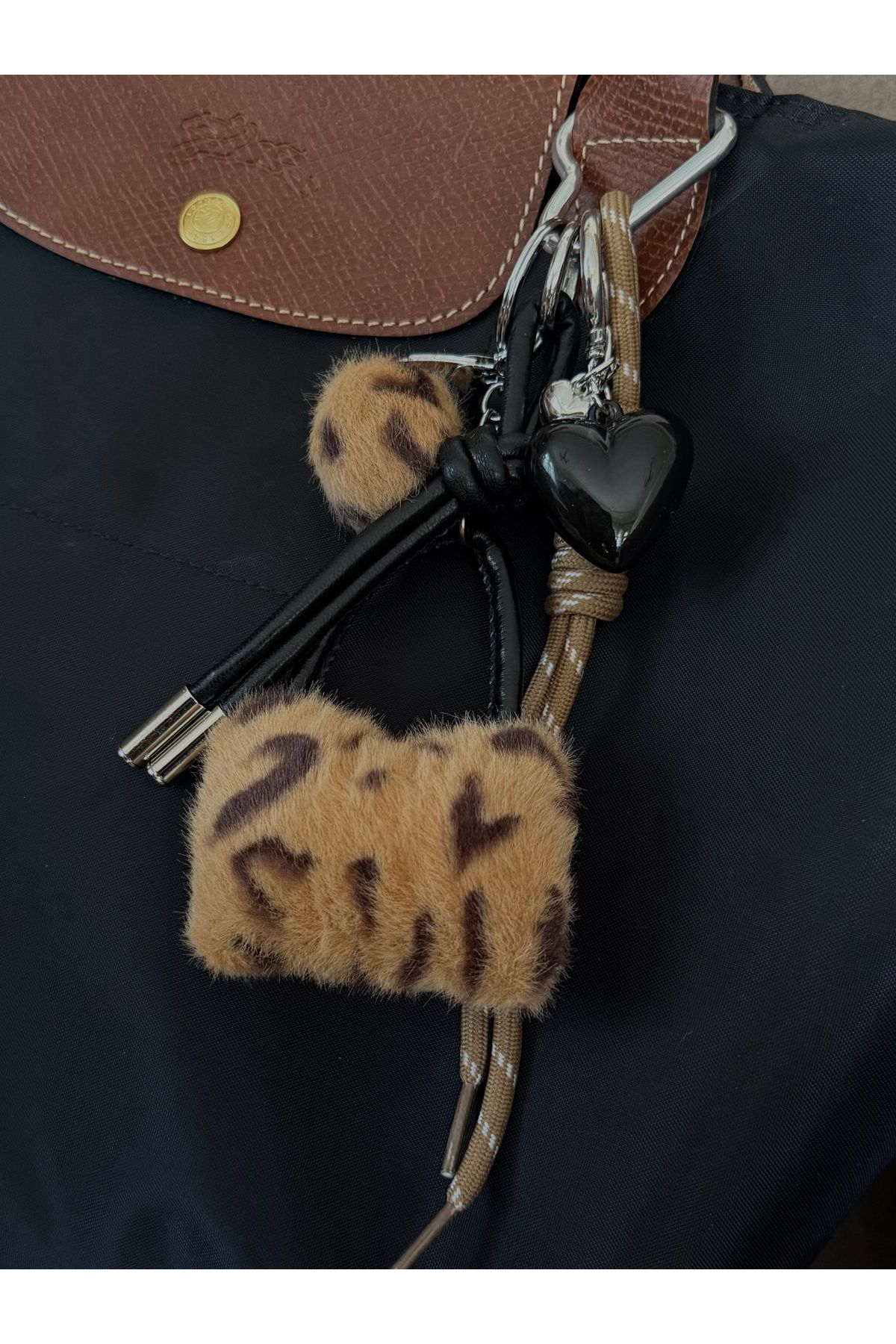MODA Peluş Leopar Çantalı Çanta Charmı
