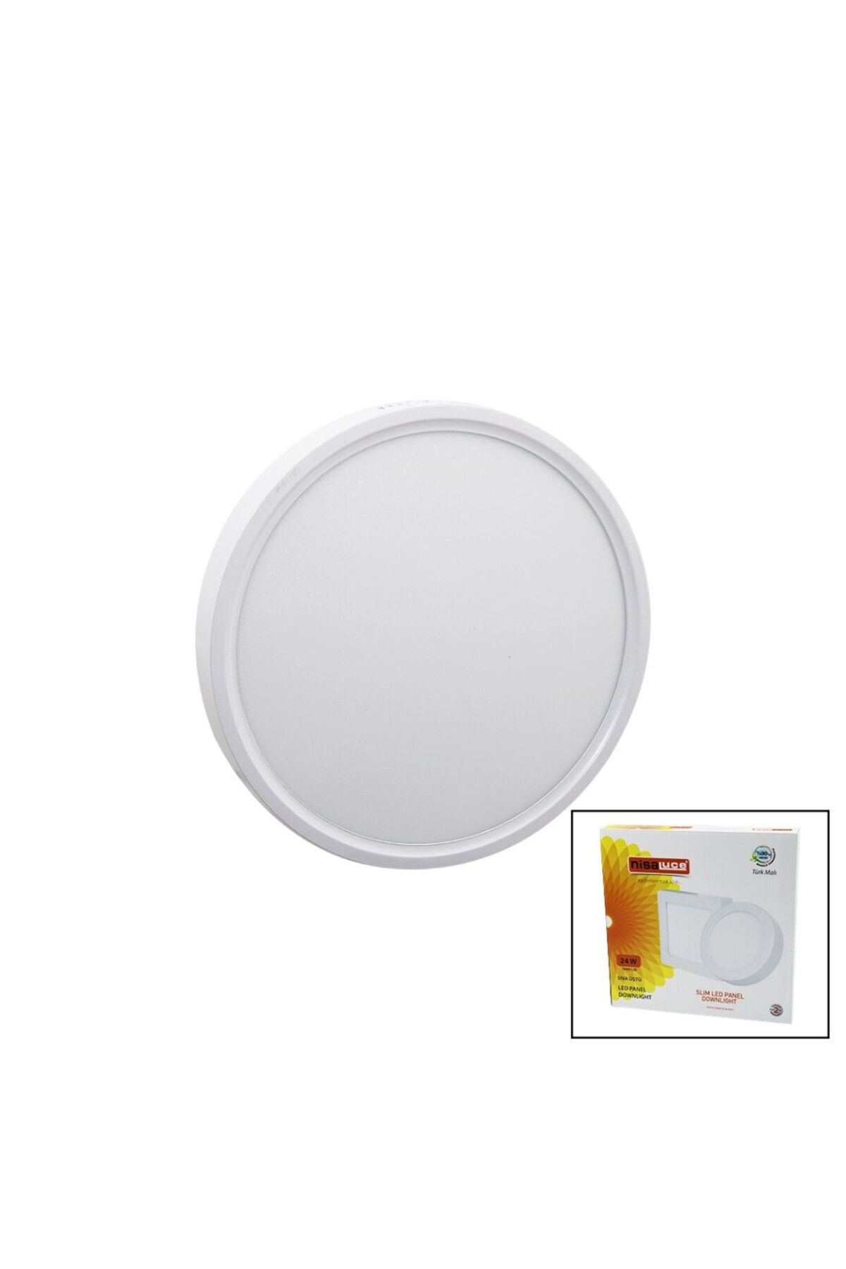Aydoganticaret44 NİSALUCE EPL-24SÜ 24W BEYAZ METAL KASA SIVA ÜSTÜ YUVARLAK LED SLİM PANEL 1680LM BEY