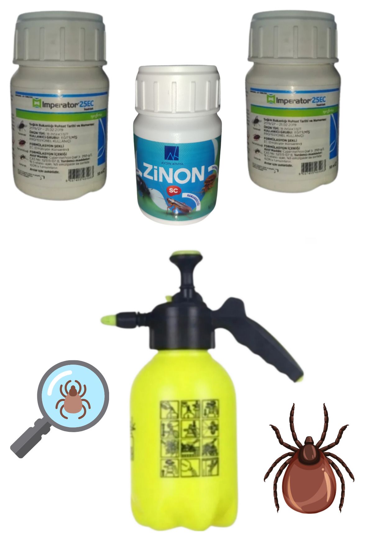 imperator Kene Tahtakurusu İlaçlama Seti/İmperator 50ML 2 Adet/Zinon 50ML/2Lt İlaç Pompası