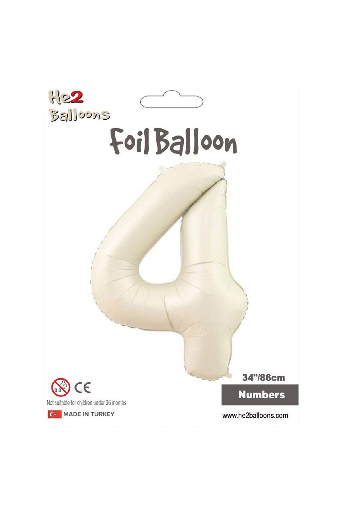 Vipfoni 4 Rakam Krem Folyo Balon 34"