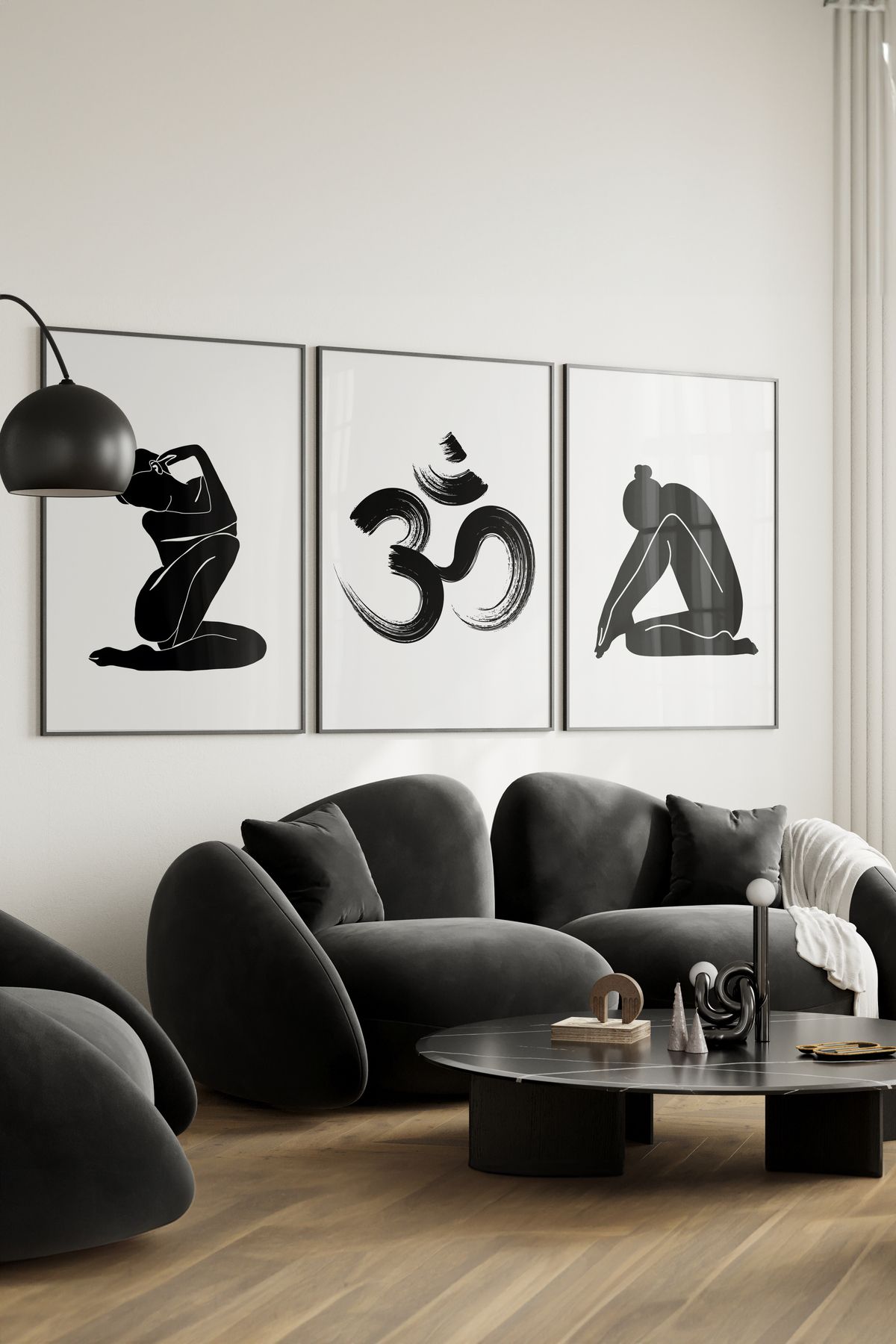 Home 3'lü OM Sembolü, Yoga Stüdyosu Dekoru, Salon Dekoru, Yoga Matı, Çerçevesiz Poster seti