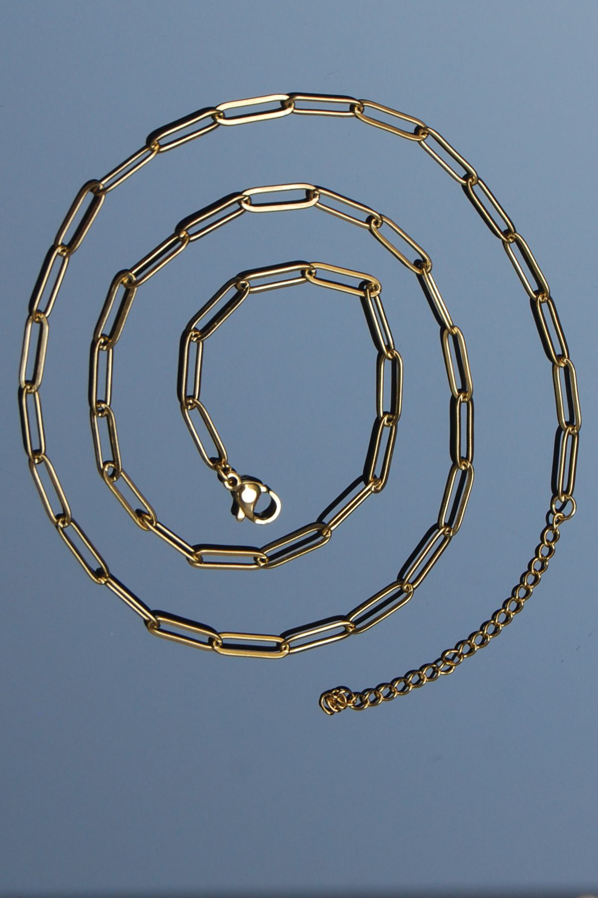 Rua Jewelry Ataş Zincir Paslanmaz Çelik Kolye Altın Renk-4mm
