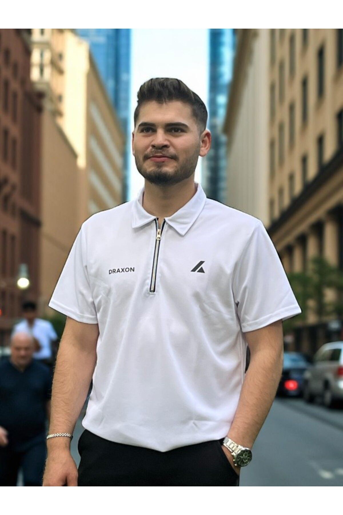 Draxon Yarım Fermuar Erkek Yakalı Tişört