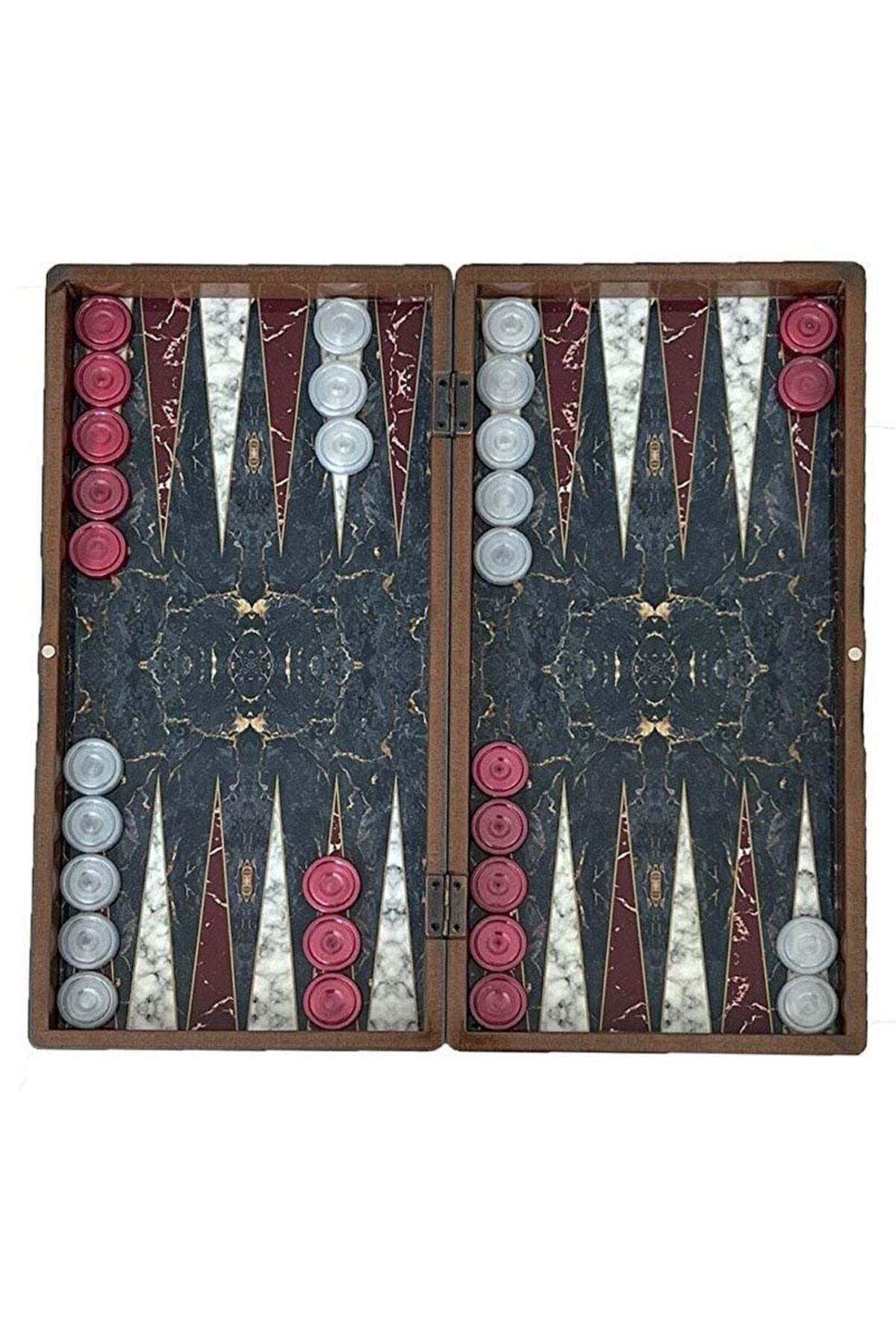 Sera Oyun Aletleri Marble Kırmızı Büyük Boy AHŞAP Tavla Takımı