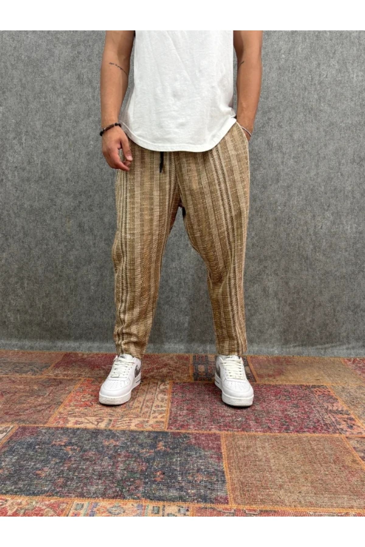 FıttingRoom Beli Lastikli Desenli Baggy Pantolon