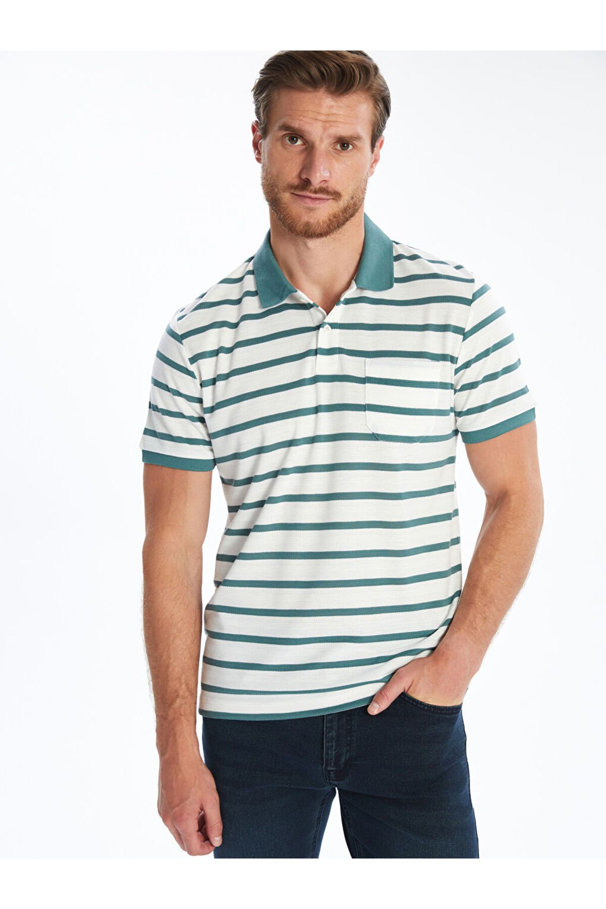 LC Waikiki Polo Yaka Çizgili Erkek Tişört