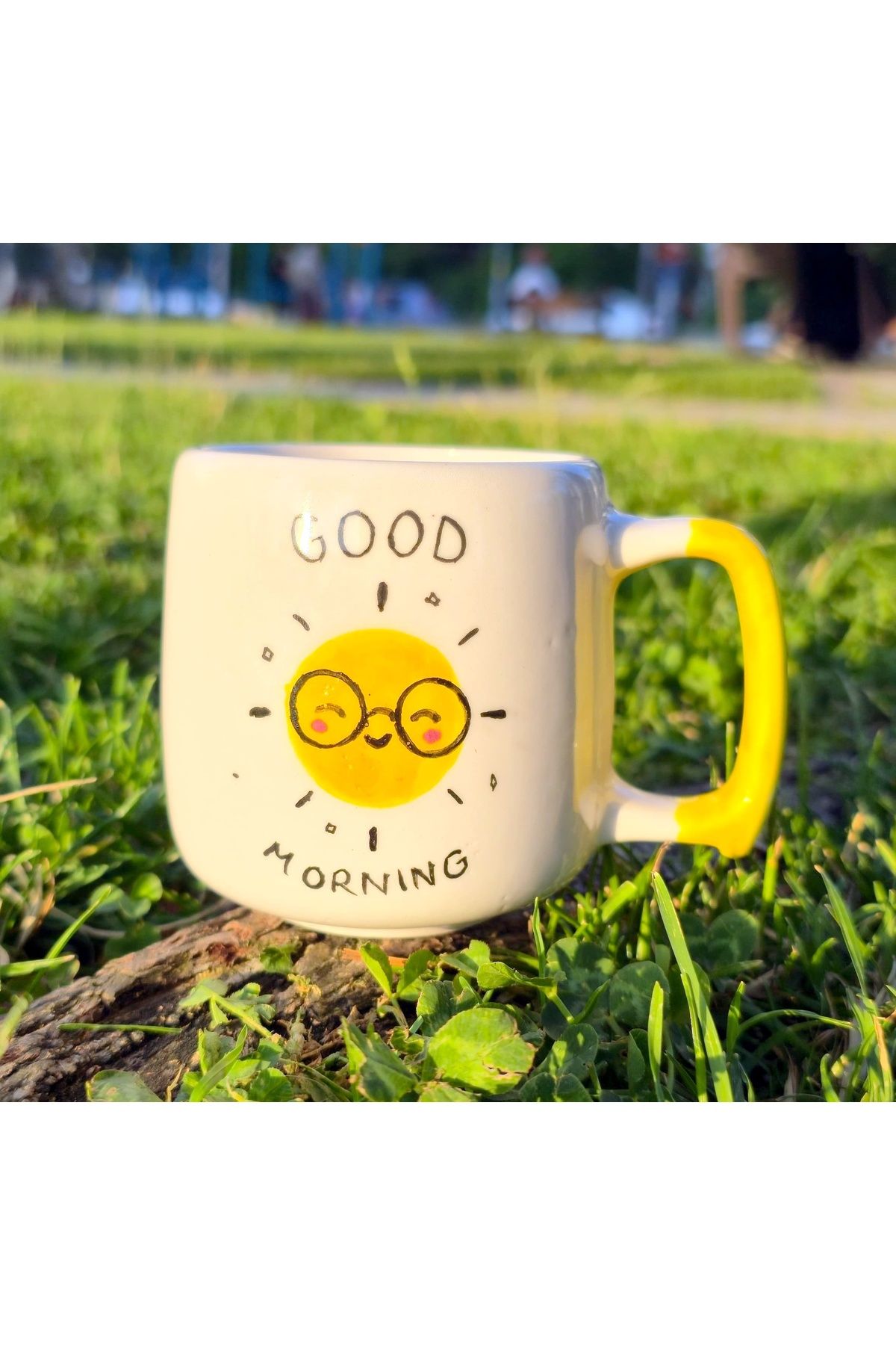 AURA GÜNAYDIN GOOD MORNİNG GÜNEŞ MODEL EL YAPIMI ÖZEL TASARIM KAHVE & ÇAY KUPA - KAHVE SUNUM 300 ML