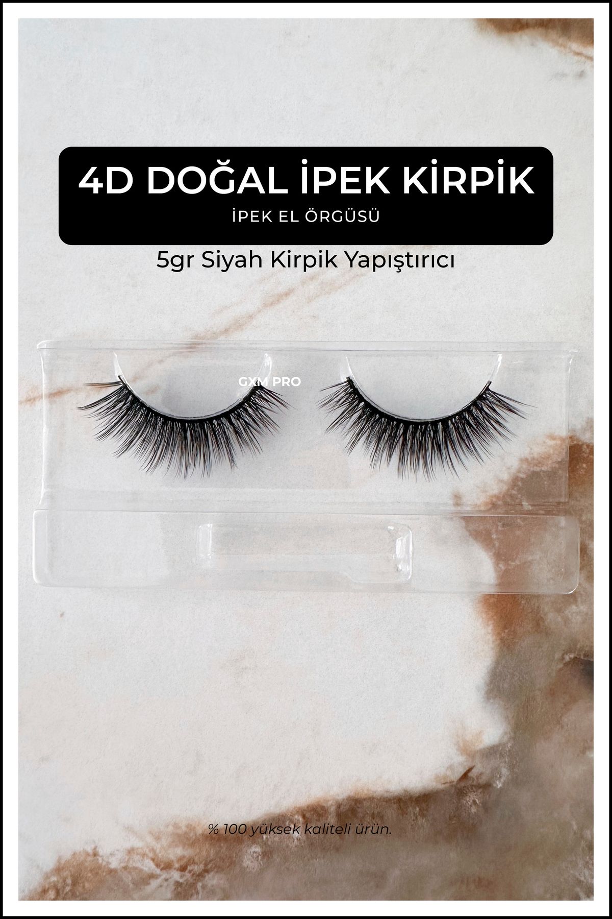 GXMPRO Kısadan Uzuna %100 İpek Kirpik, Takma Kirpik + Kirpik Yapıştırıcı Set