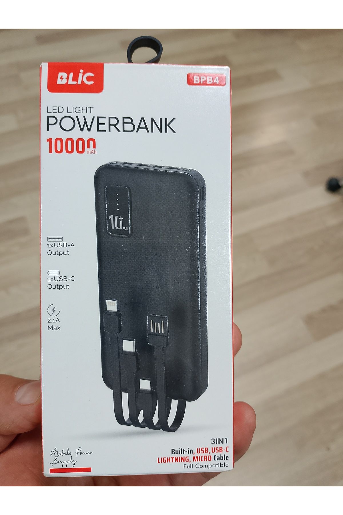 Aydoganticaret44 Blic Bpb-4 ( 10.000mah ) ( 3in1=Usb-A Usb-C Lıghtnıng & Mıcro )Powerbank ( Dijitai )( 2.1a )siyah