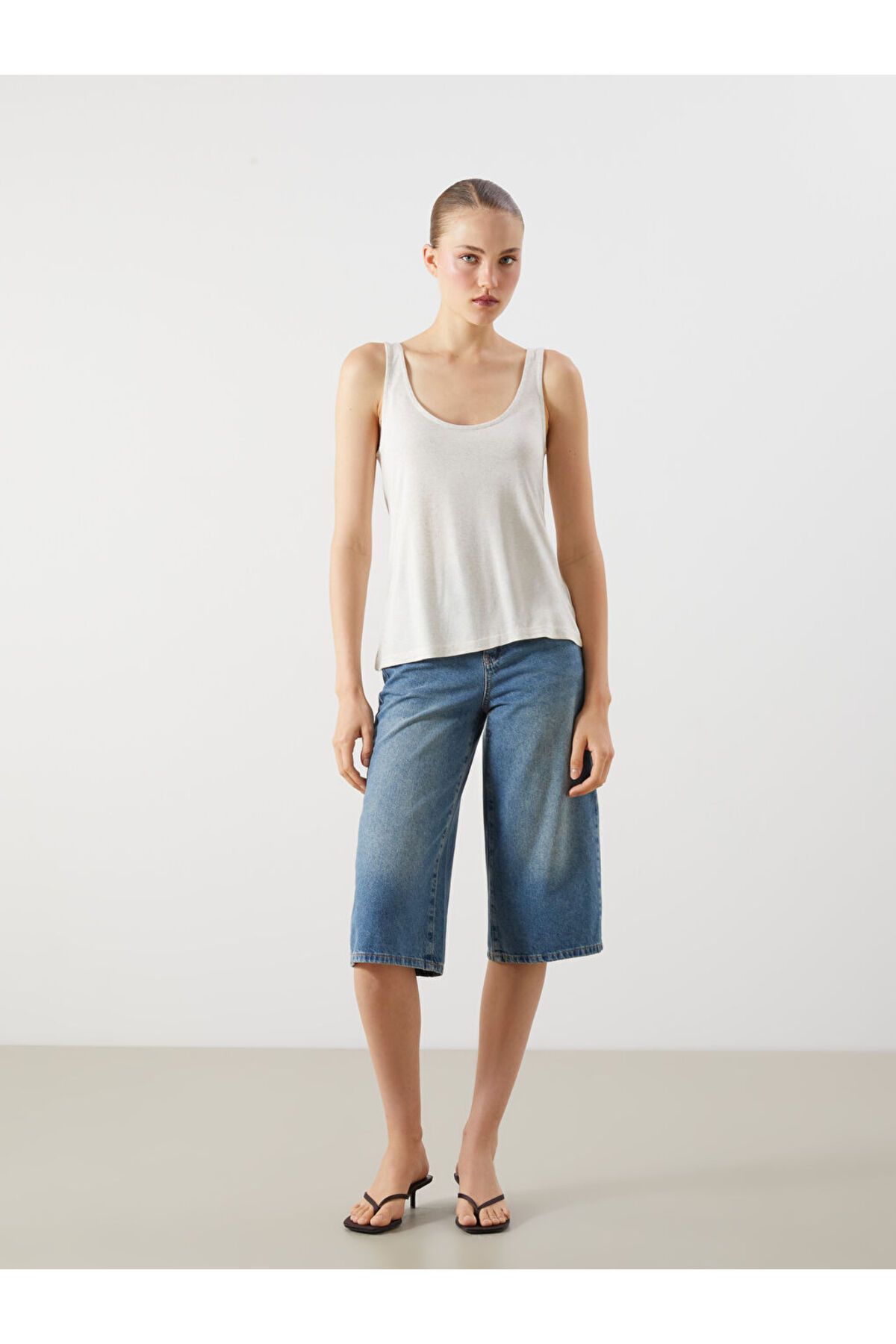 LC Waikiki-Sparkling επιλογές από το Shining Store |   Γυναικείο εσώρουχο Ecru U Neck Linen Mixed 2