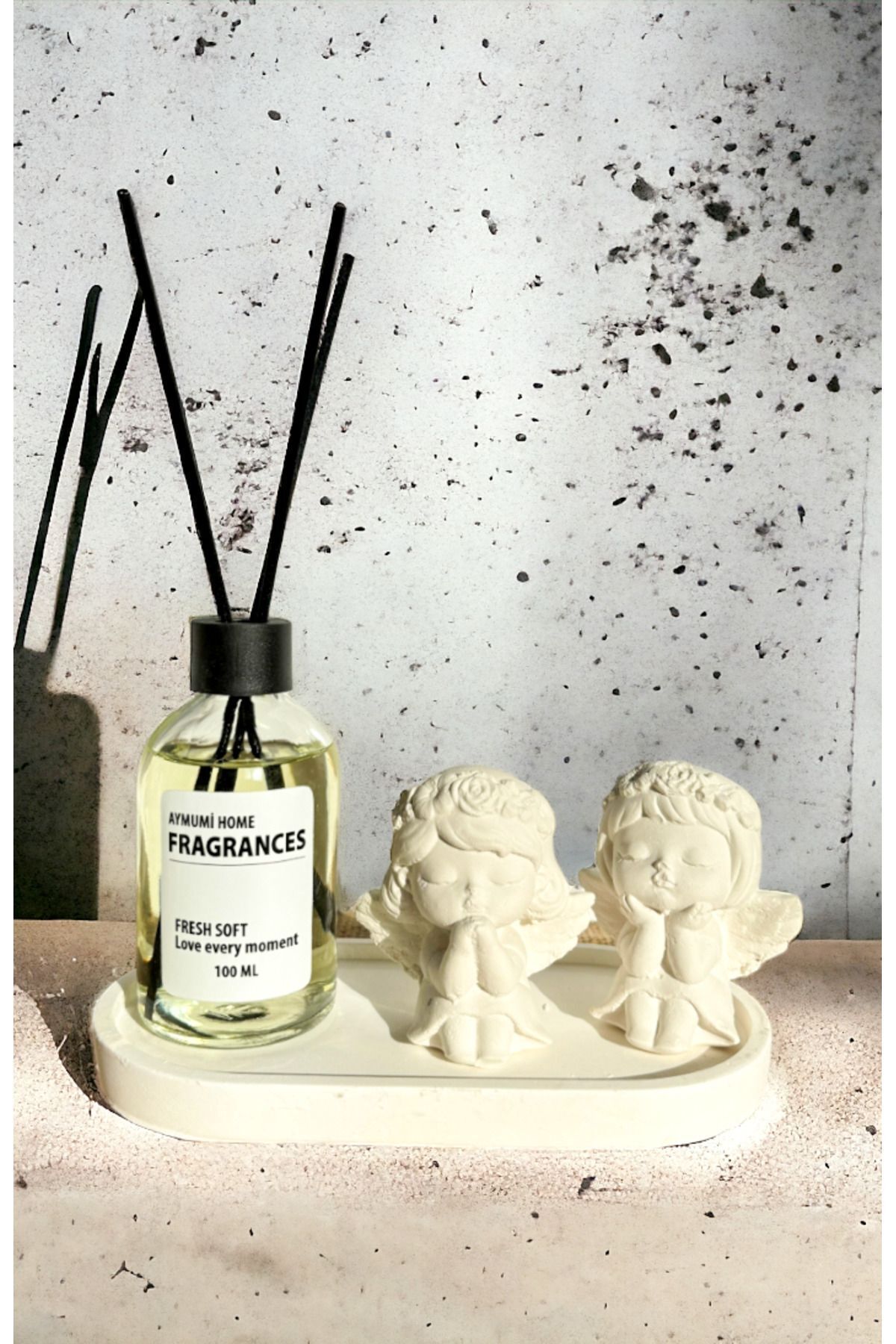 Saatistan İkili Melek ve Özel Fresh Soft Oda Kokusu 100ml Seti, Stand Hediye