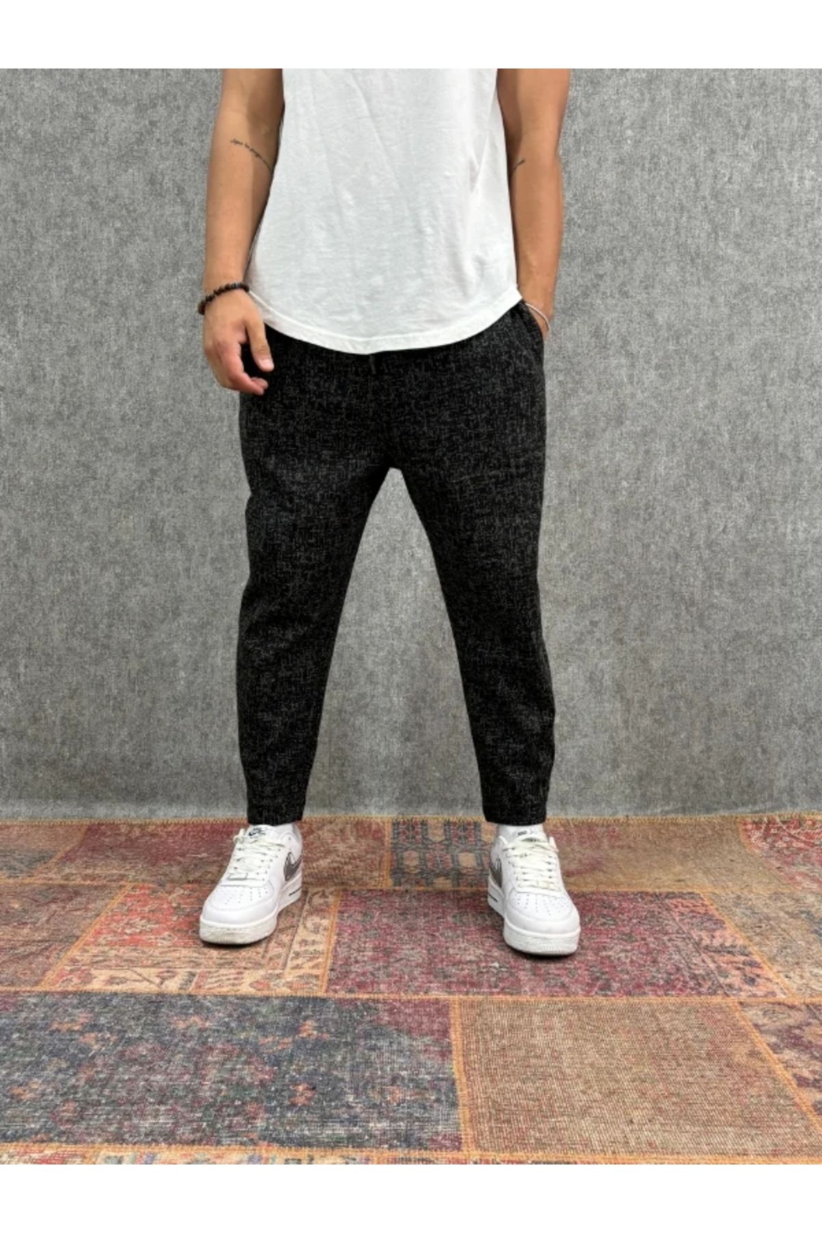 FıttingRoom Beli Lastikli Desenli Baggy Pantolon
