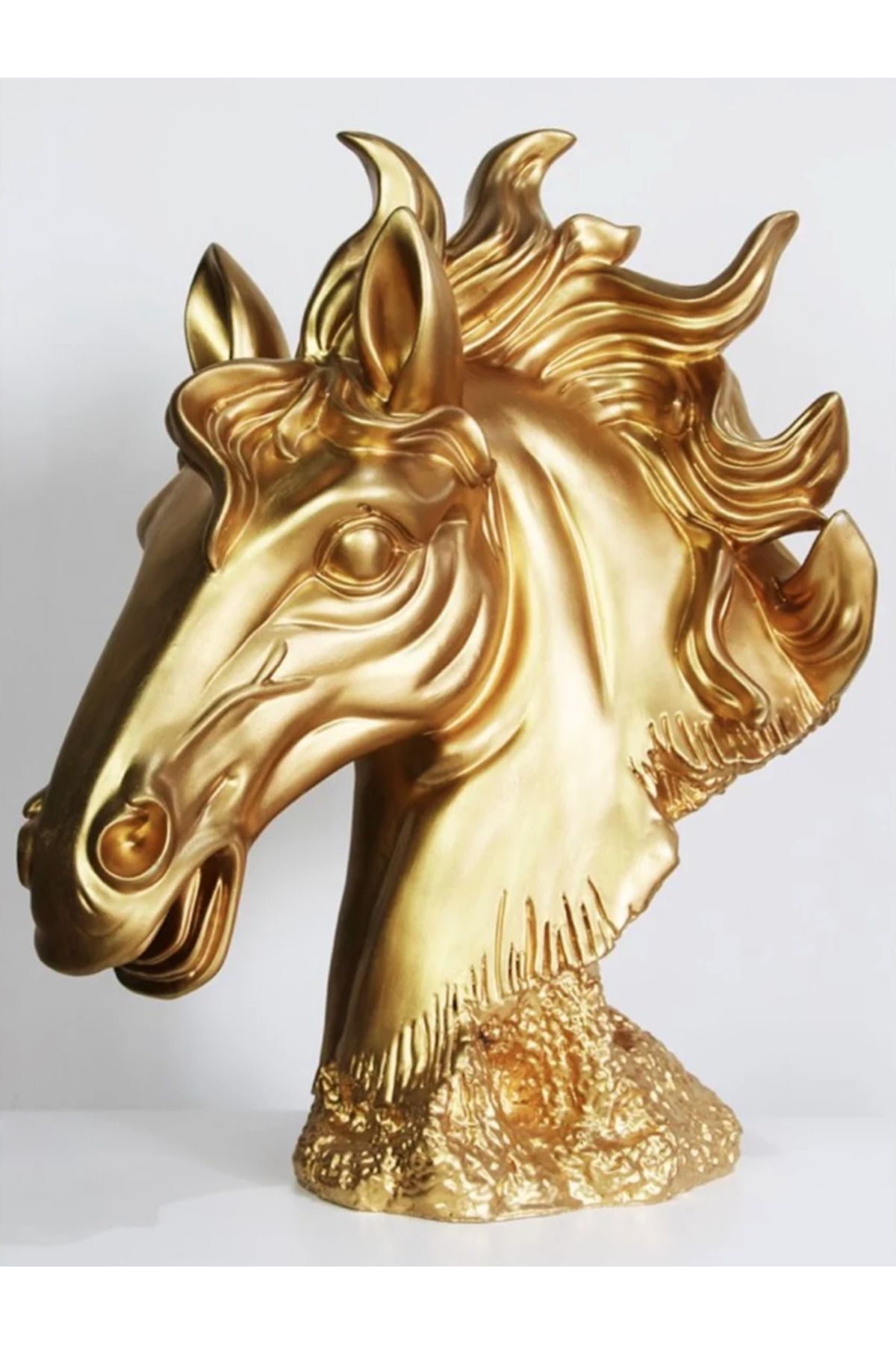 LivadoHome Büyük At Başı Dekoratif Biblo Heykel 53 cm x 40 cm