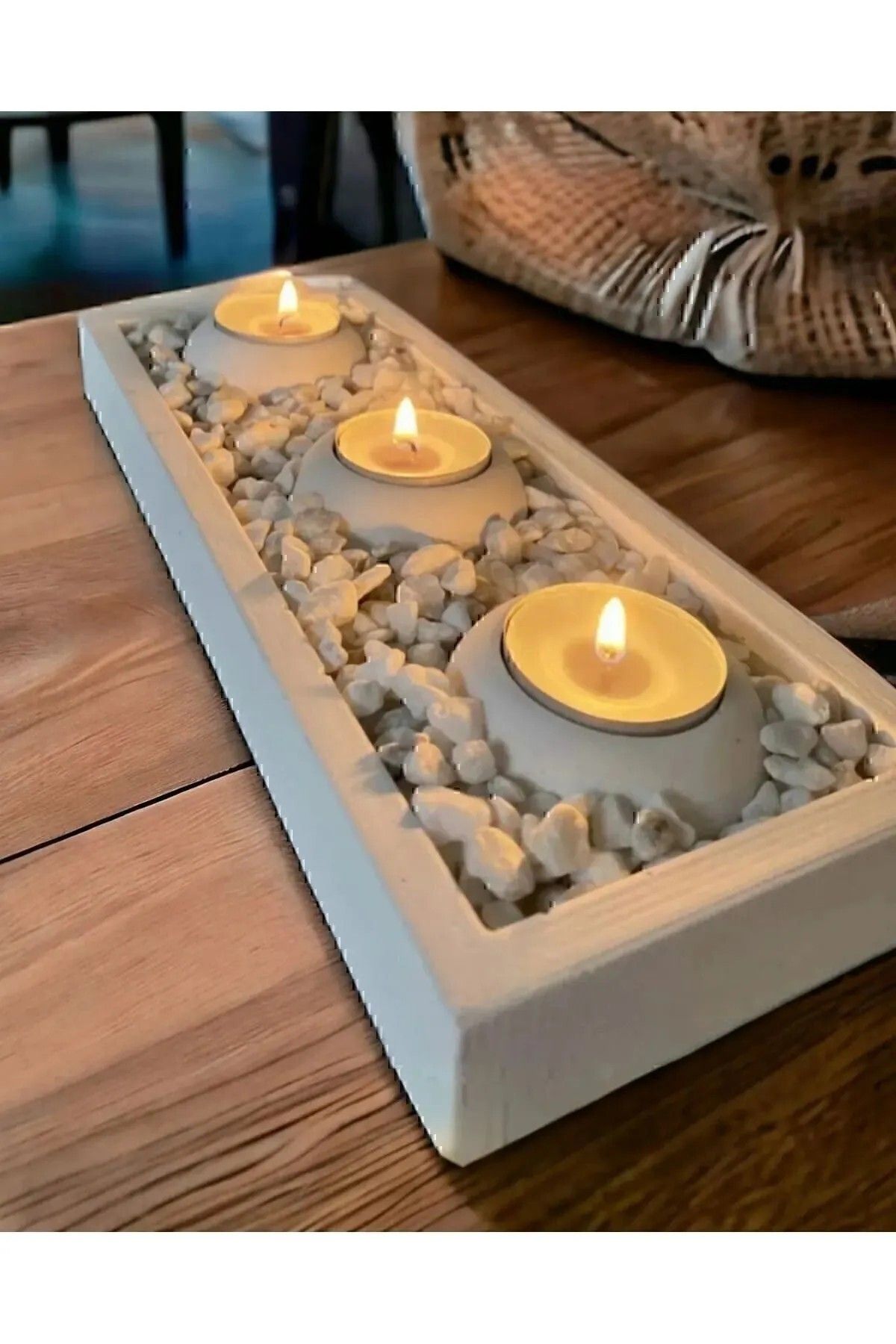 LORDROS Tabaklı Beton Mumluk Taşlar Tealight Mumlar Dahil Değil