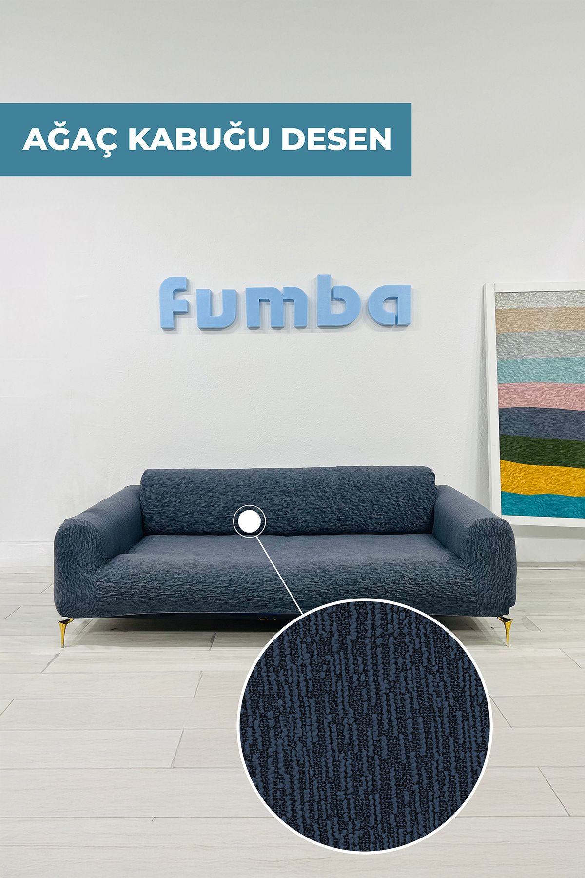 FUMBA HOME Üçlü Koltuk Jakarlı Lastikli Kanepe Örtüsü Lastikli Koltuk Örtüsü Chester Koltuk ANTRASİT
