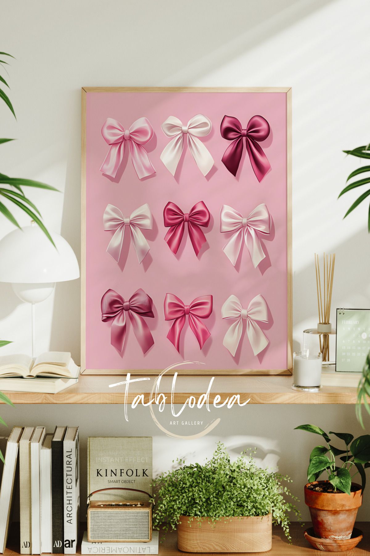 tablodea Minimalist Kurdele Desenli Çerçeveli Poster Tablo, Modern Dekoratif Pinterest Bohem Duvar Tablosu